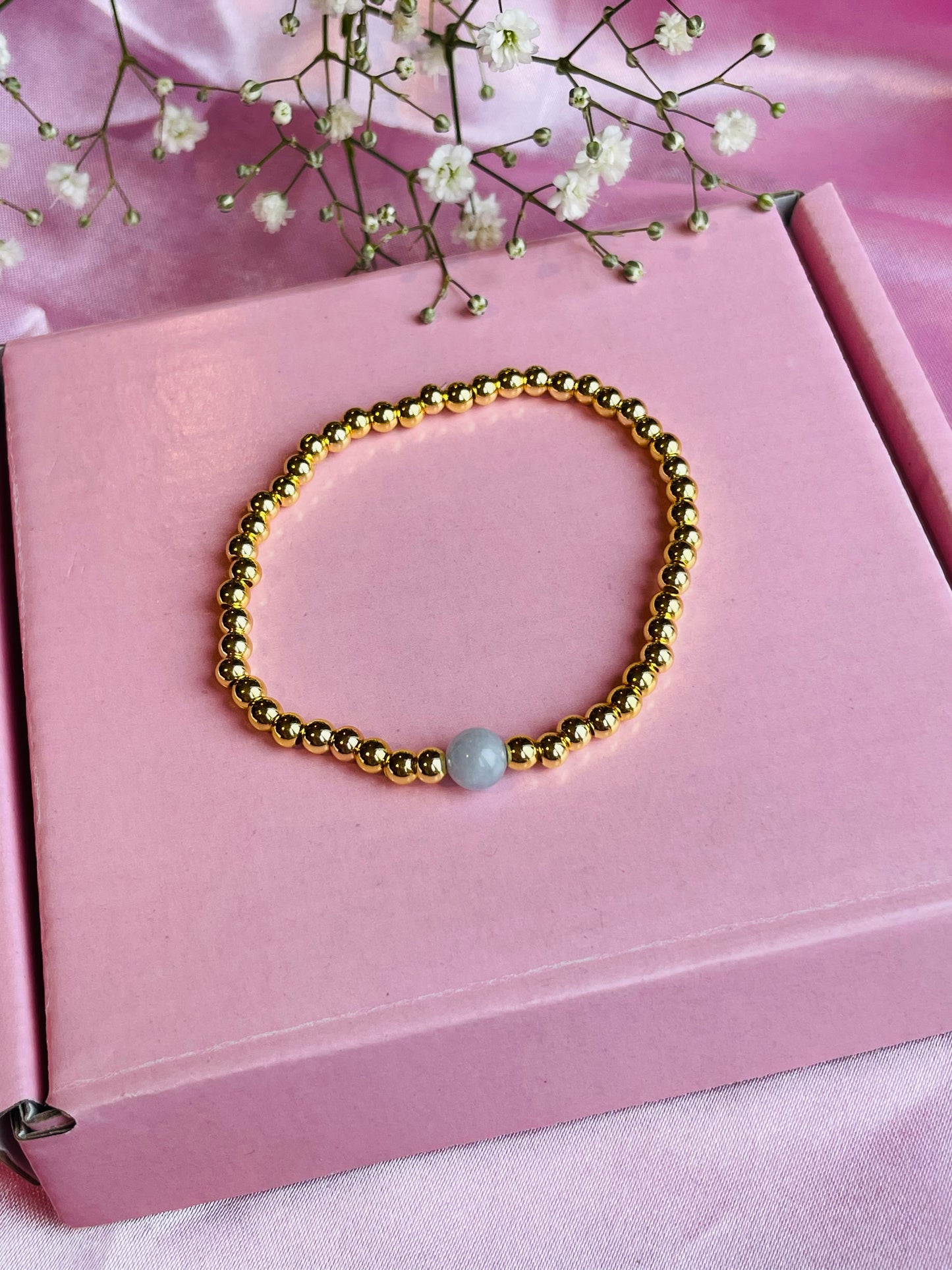 Aquamarine & Silver or Gold Bracelet