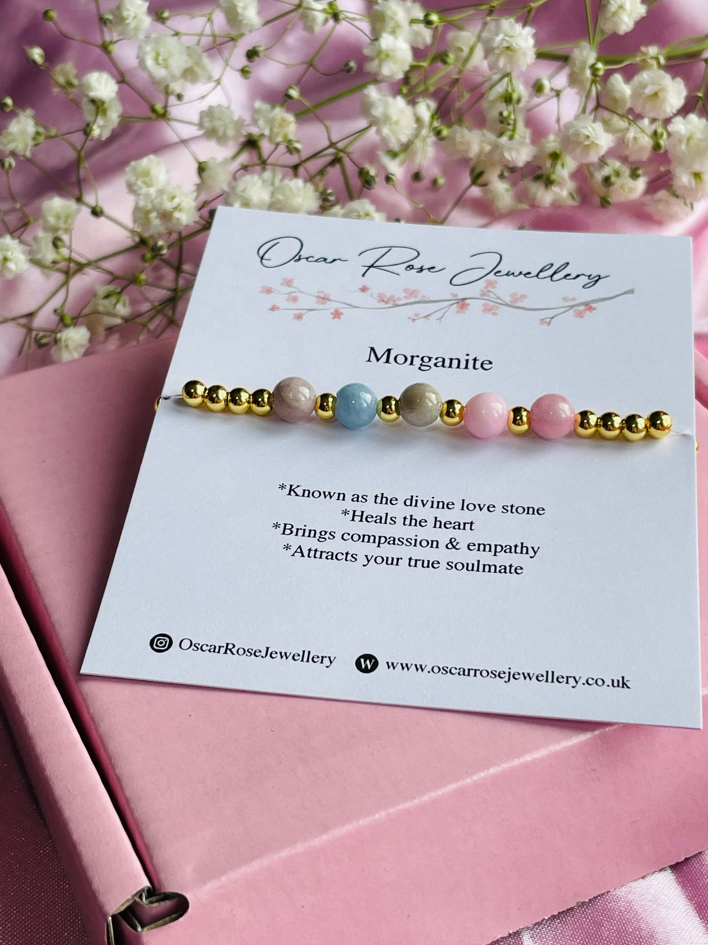 🌸 Morganite Crystal Bracelet | Divine Love Stone | Heart Healing | Compassion & Emotional Balance | Meaningful Gift