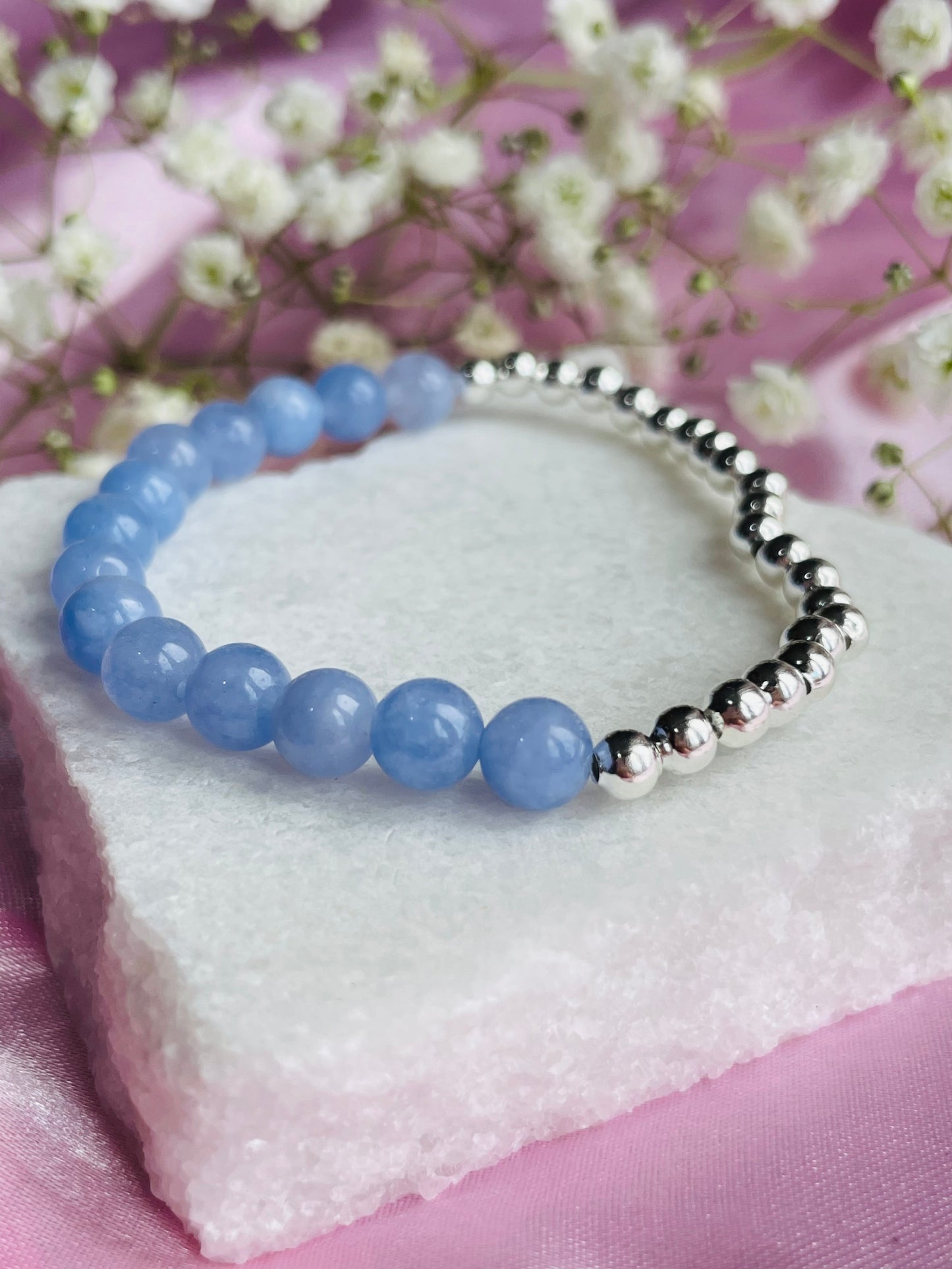 Aquamarine & Silver or Gold Bracelet