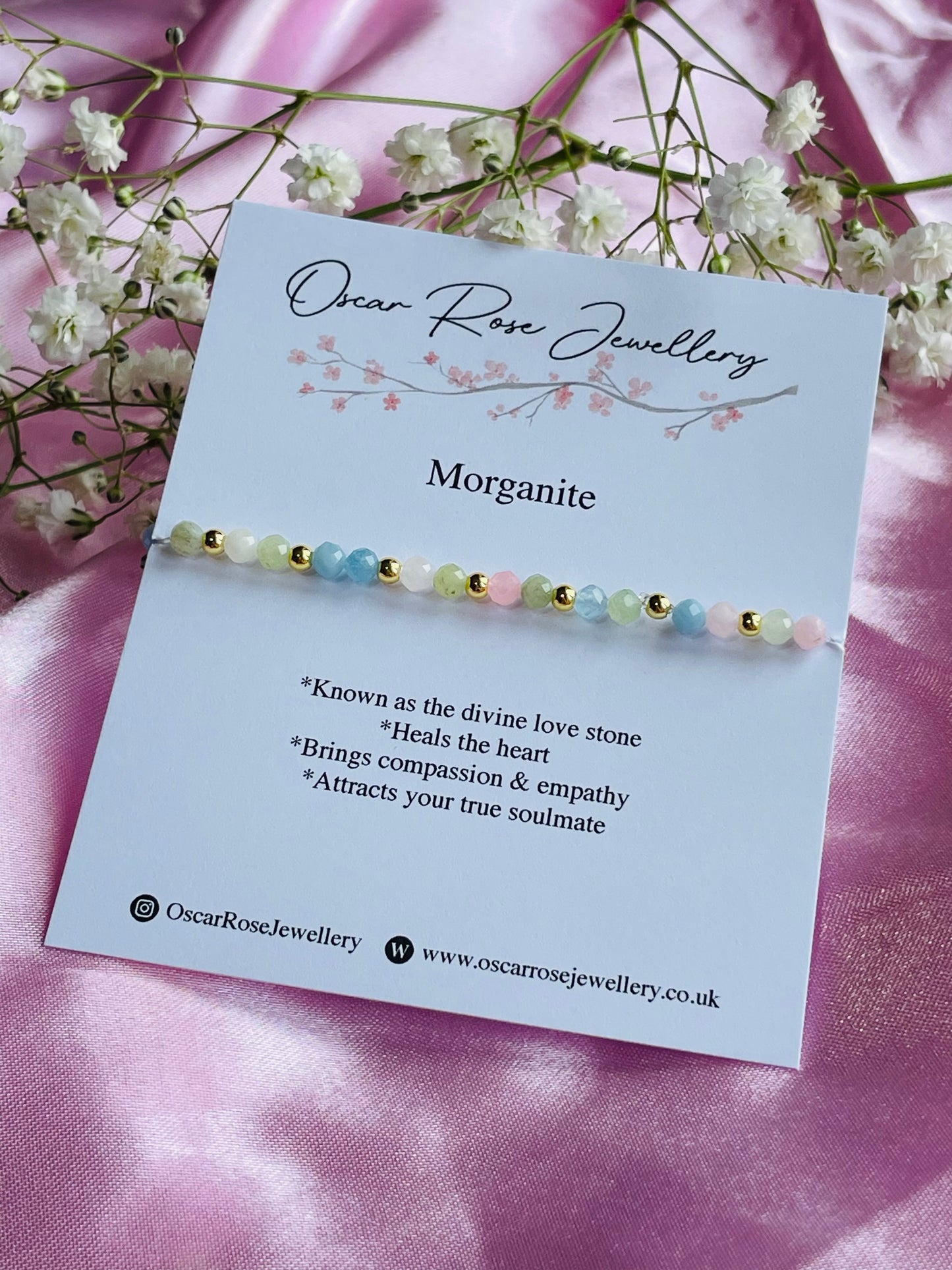 Morganite Crystal Bracelet | Divine Love Stone | Heart Healing | Compassion & Emotional Balance | Meaningful Gift