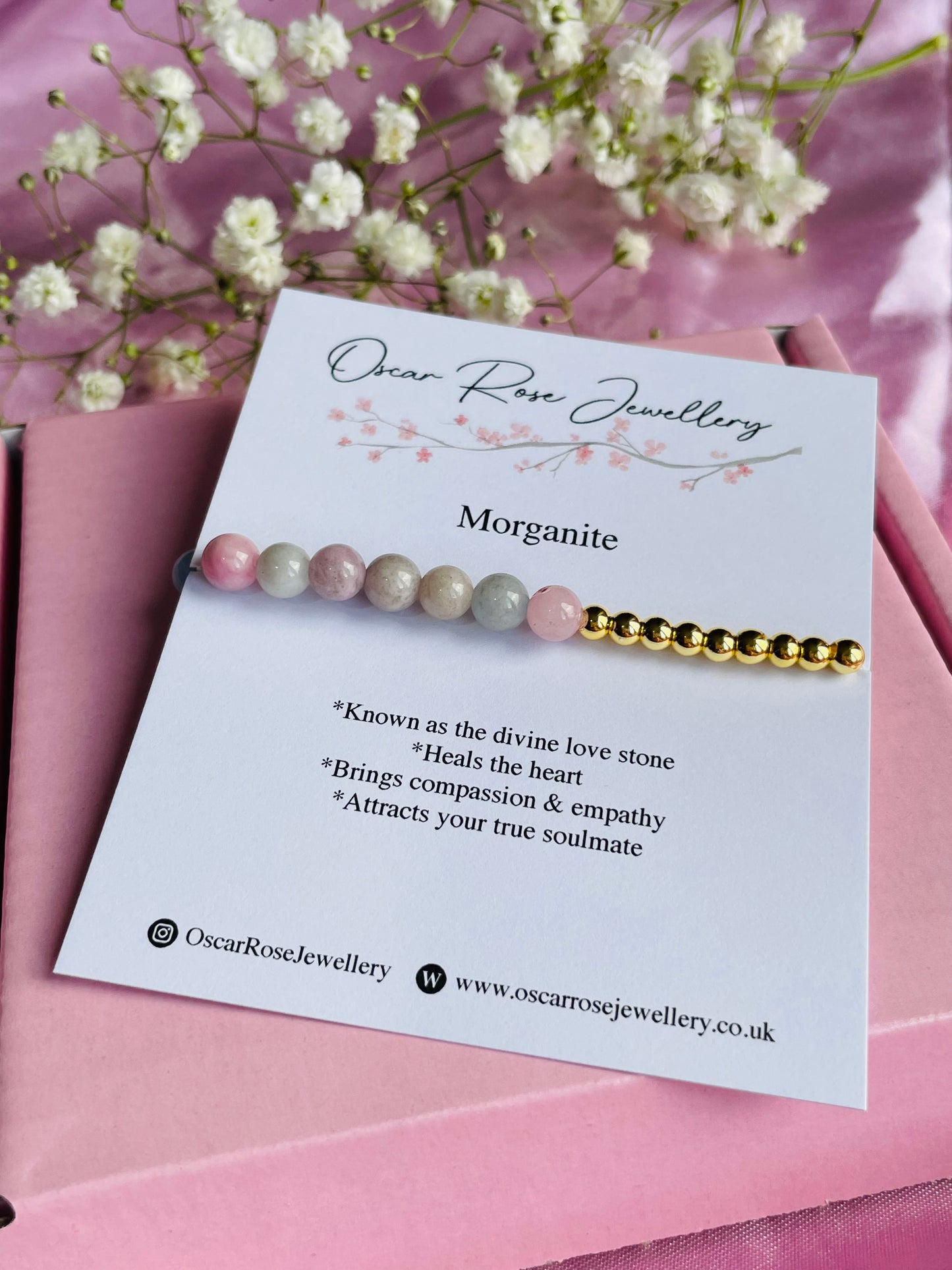 Morganite Crystal Bracelet | Divine Love Stone | Heart Healing | Compassion & Emotional Balance | Meaningful Gift