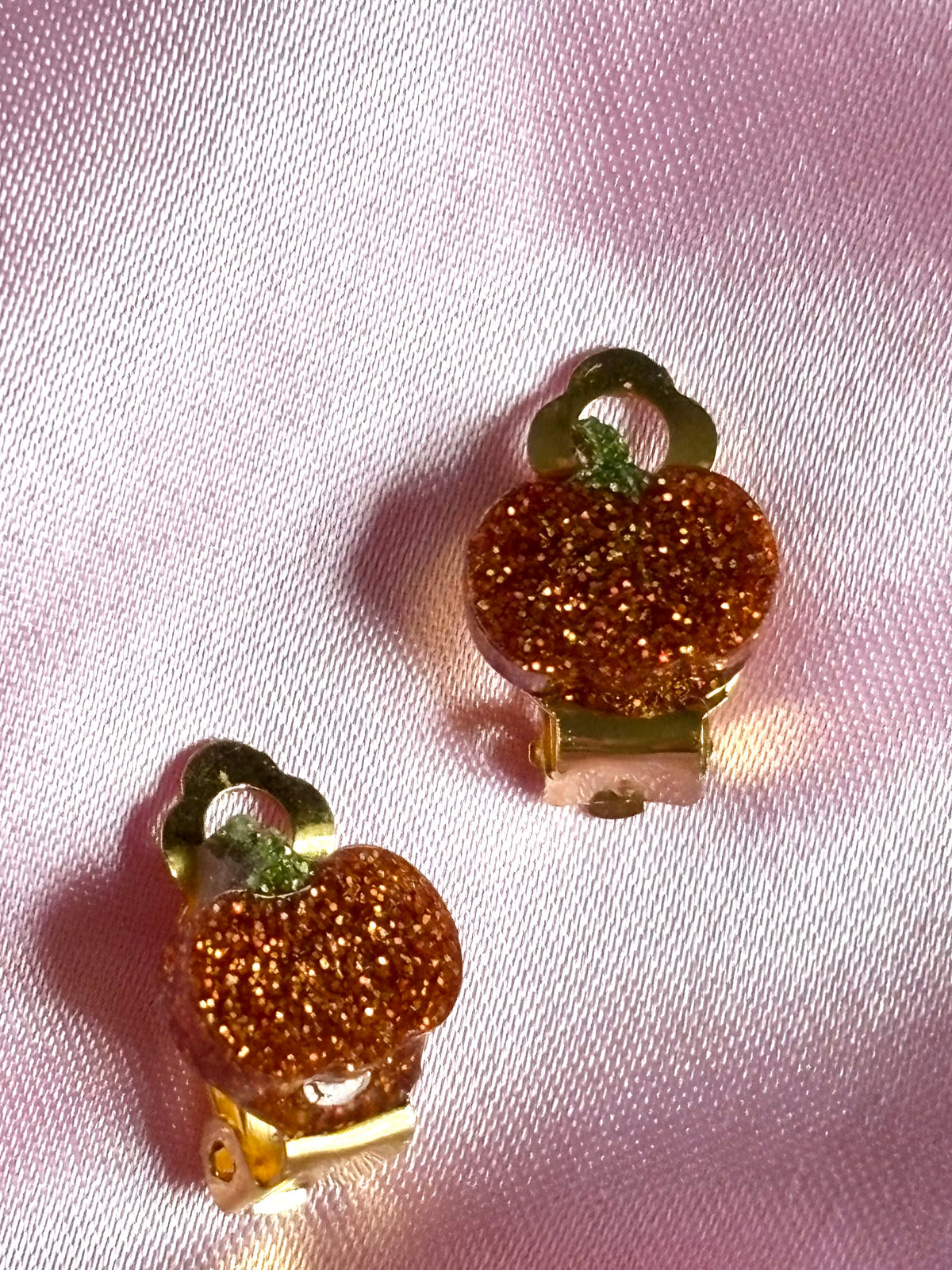 Pumpkin Halloween Clip On Resin Stud Earrings
