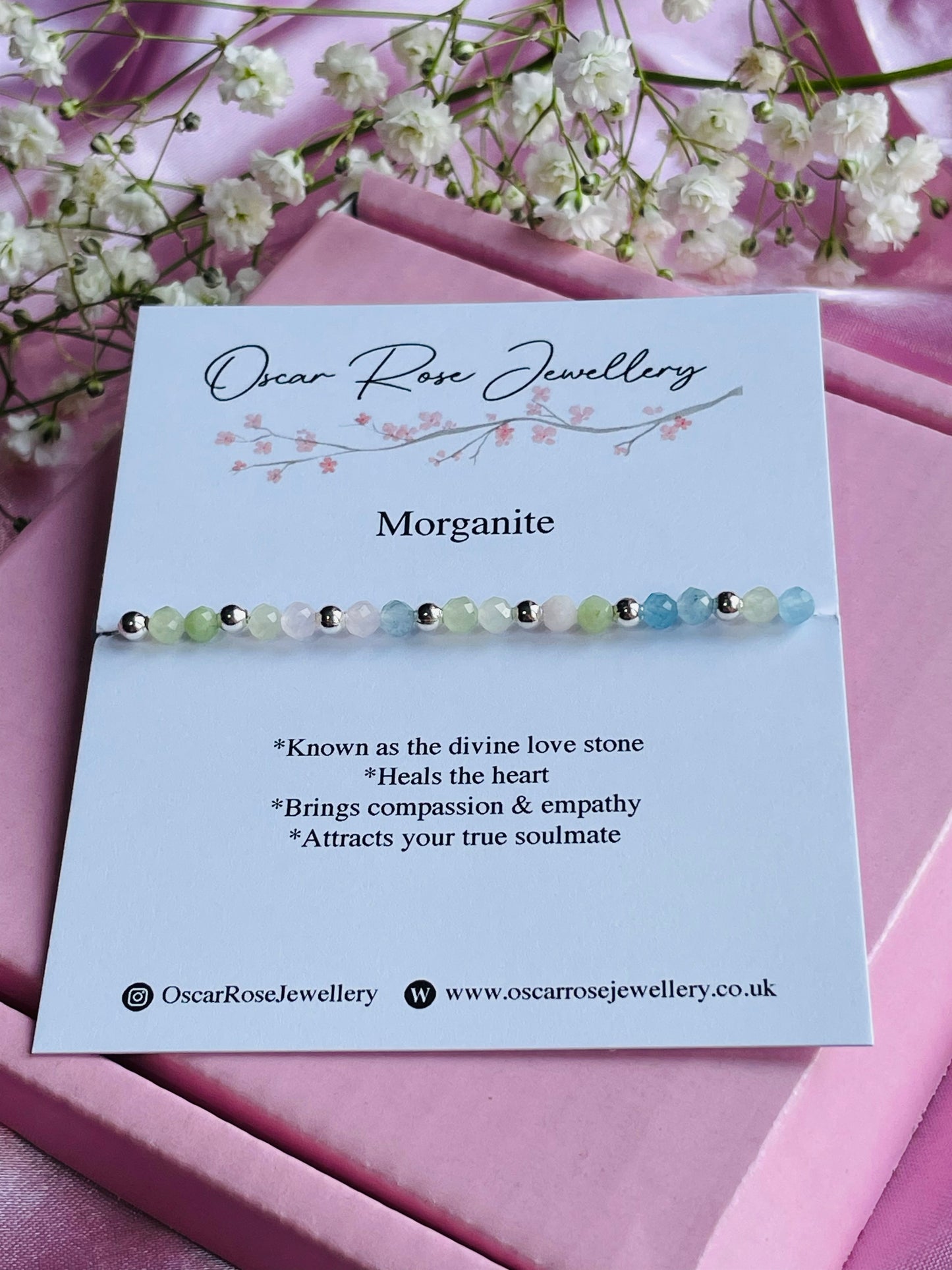 Morganite Crystal Bracelet | Divine Love Stone | Heart Healing | Compassion & Emotional Balance | Meaningful Gift