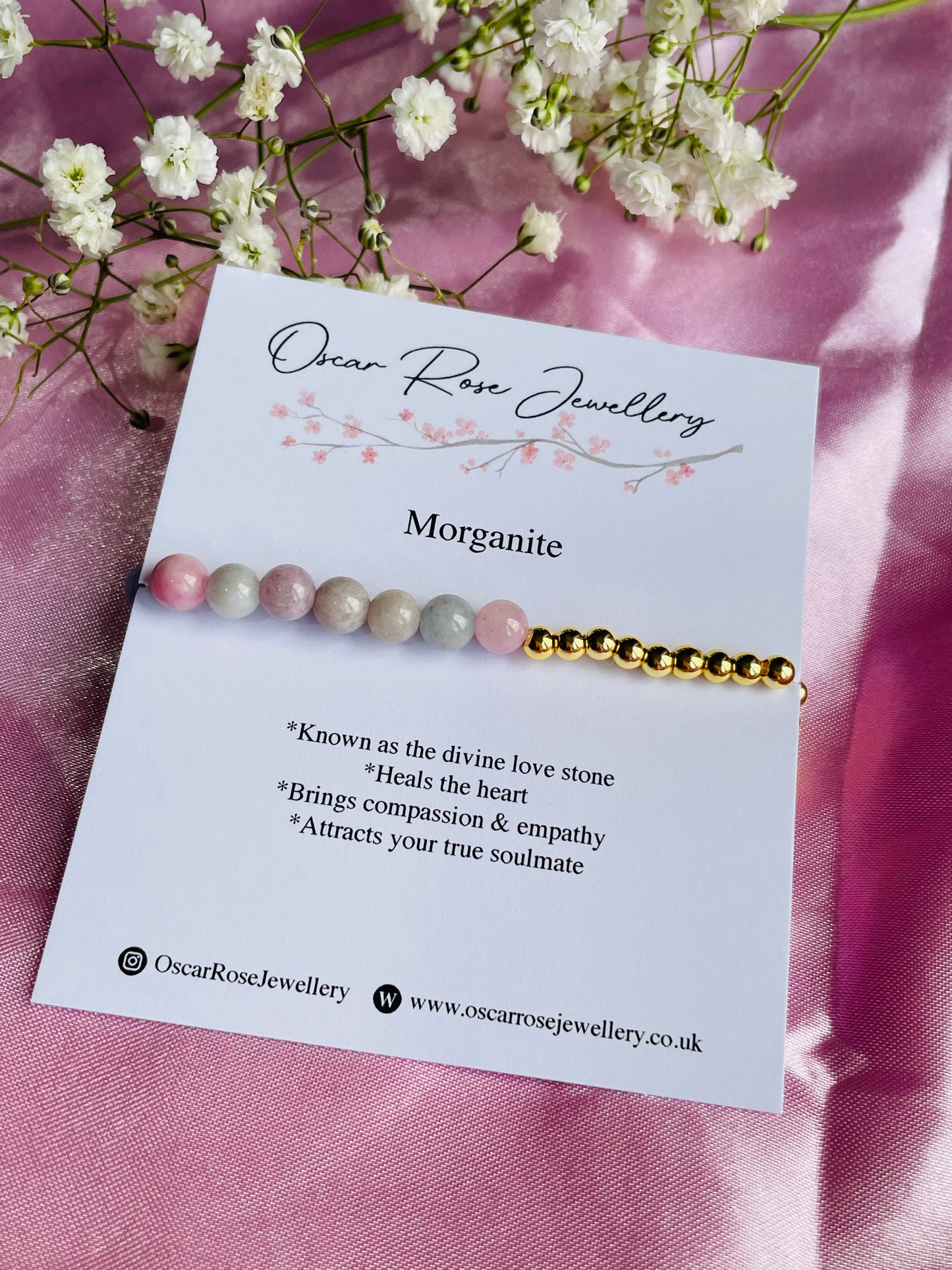 Morganite Crystal Bracelet | Divine Love Stone | Heart Healing | Compassion & Emotional Balance | Meaningful Gift