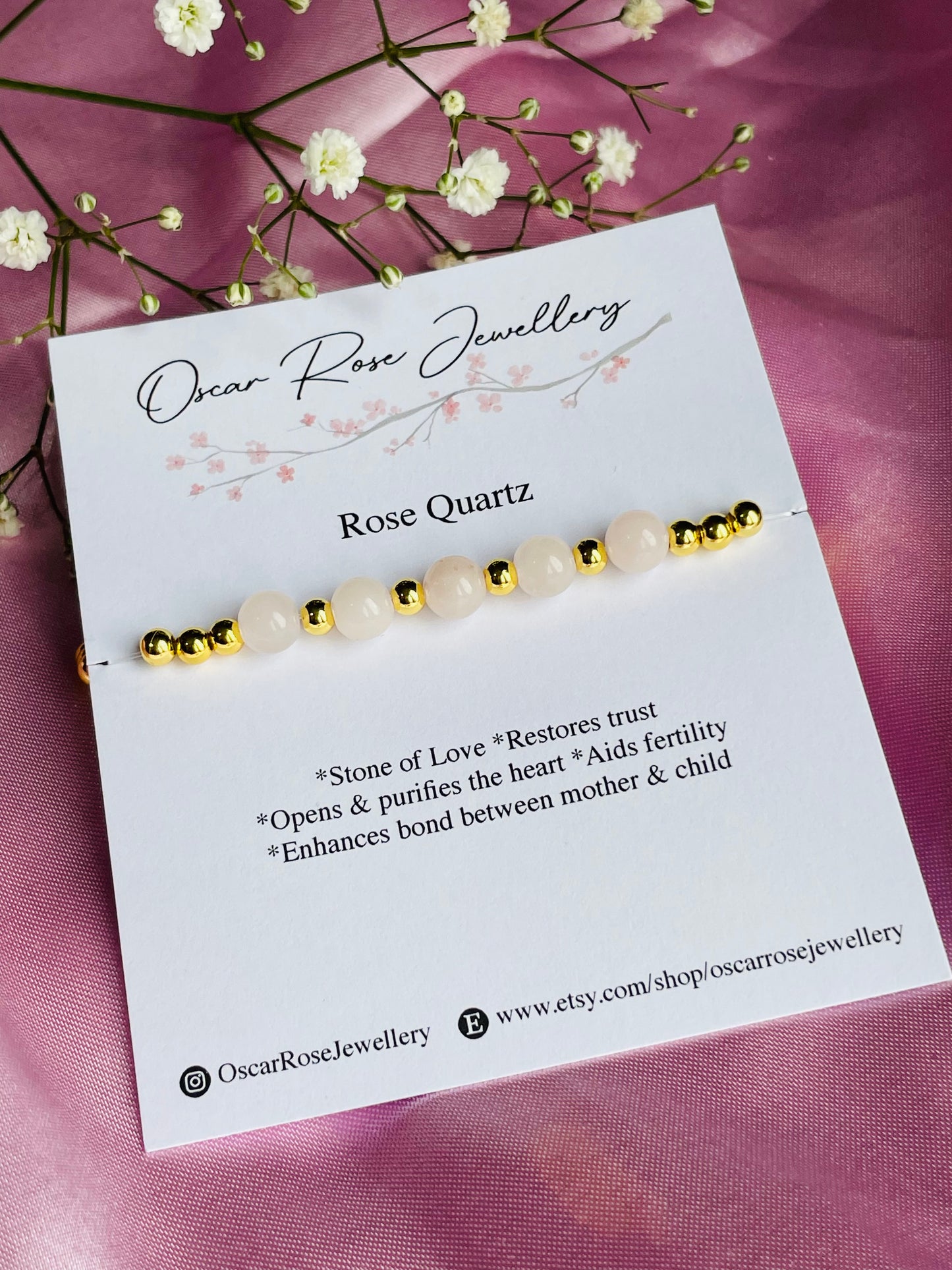 Rose Quartz & Silver Bracelet