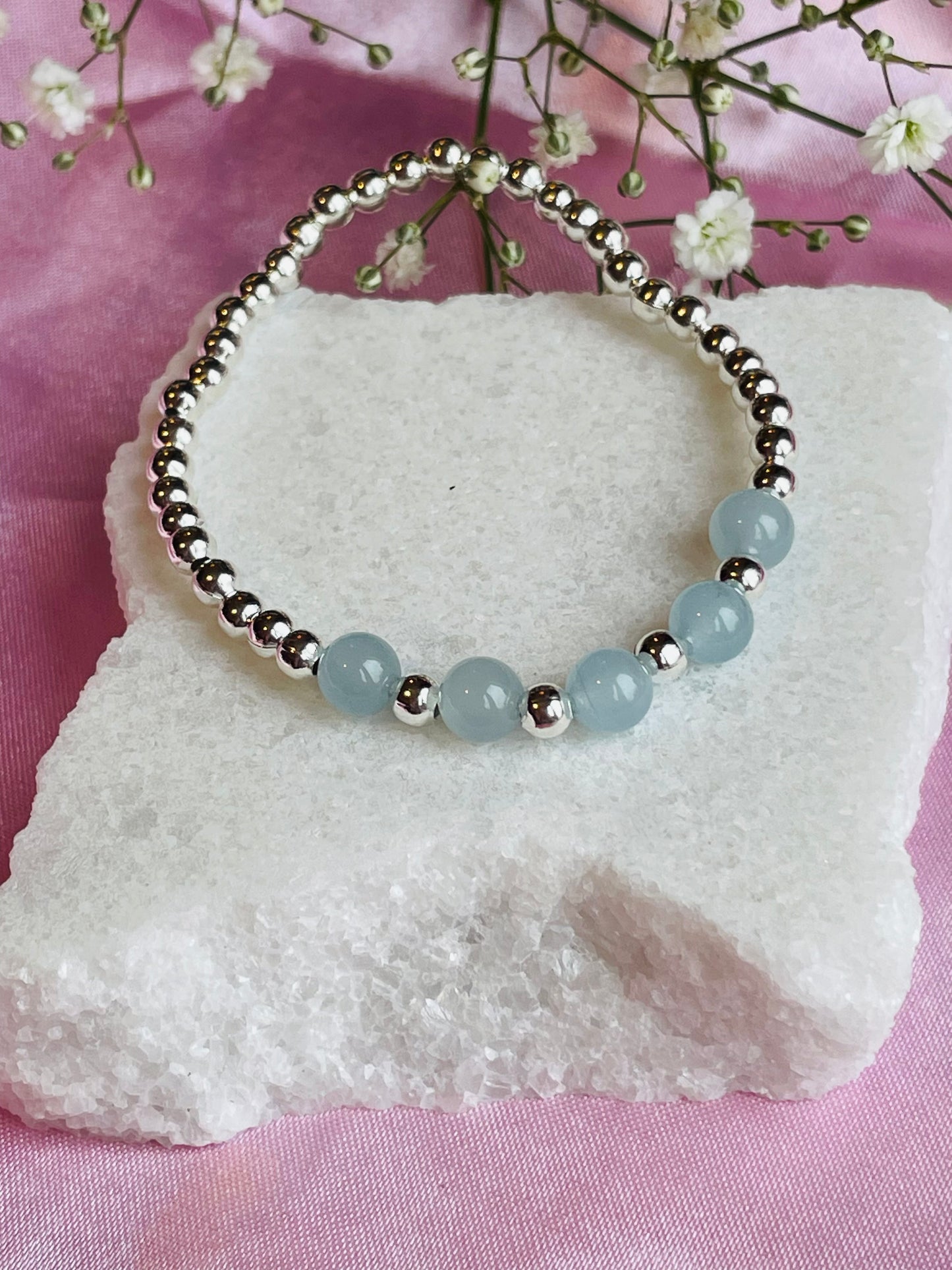 Aquamarine & Silver or Gold Bracelet