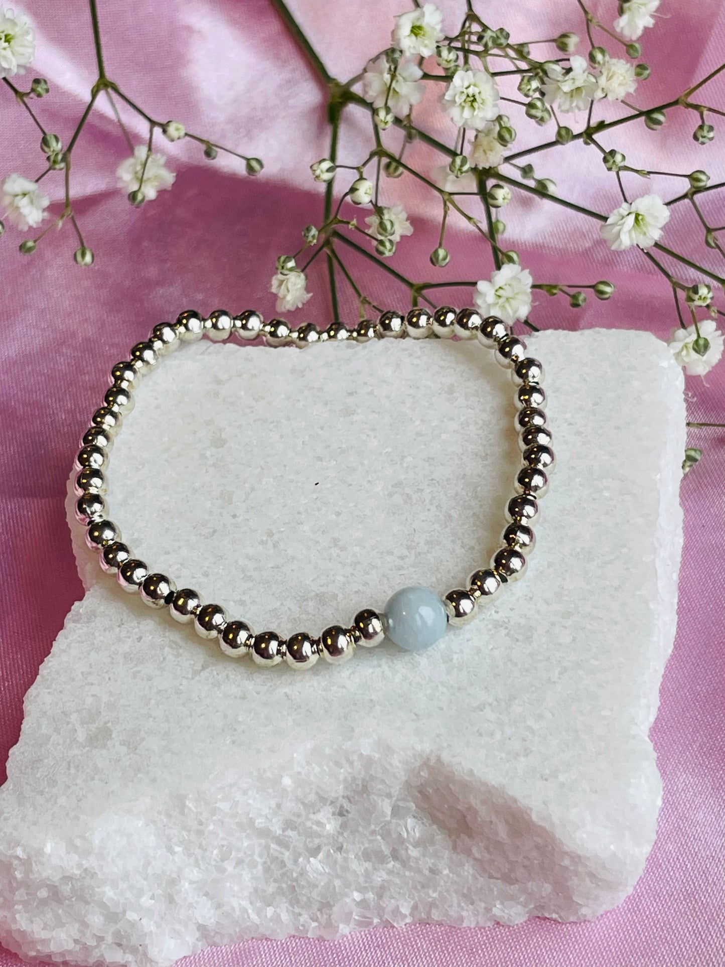 Aquamarine & Silver or Gold Bracelet