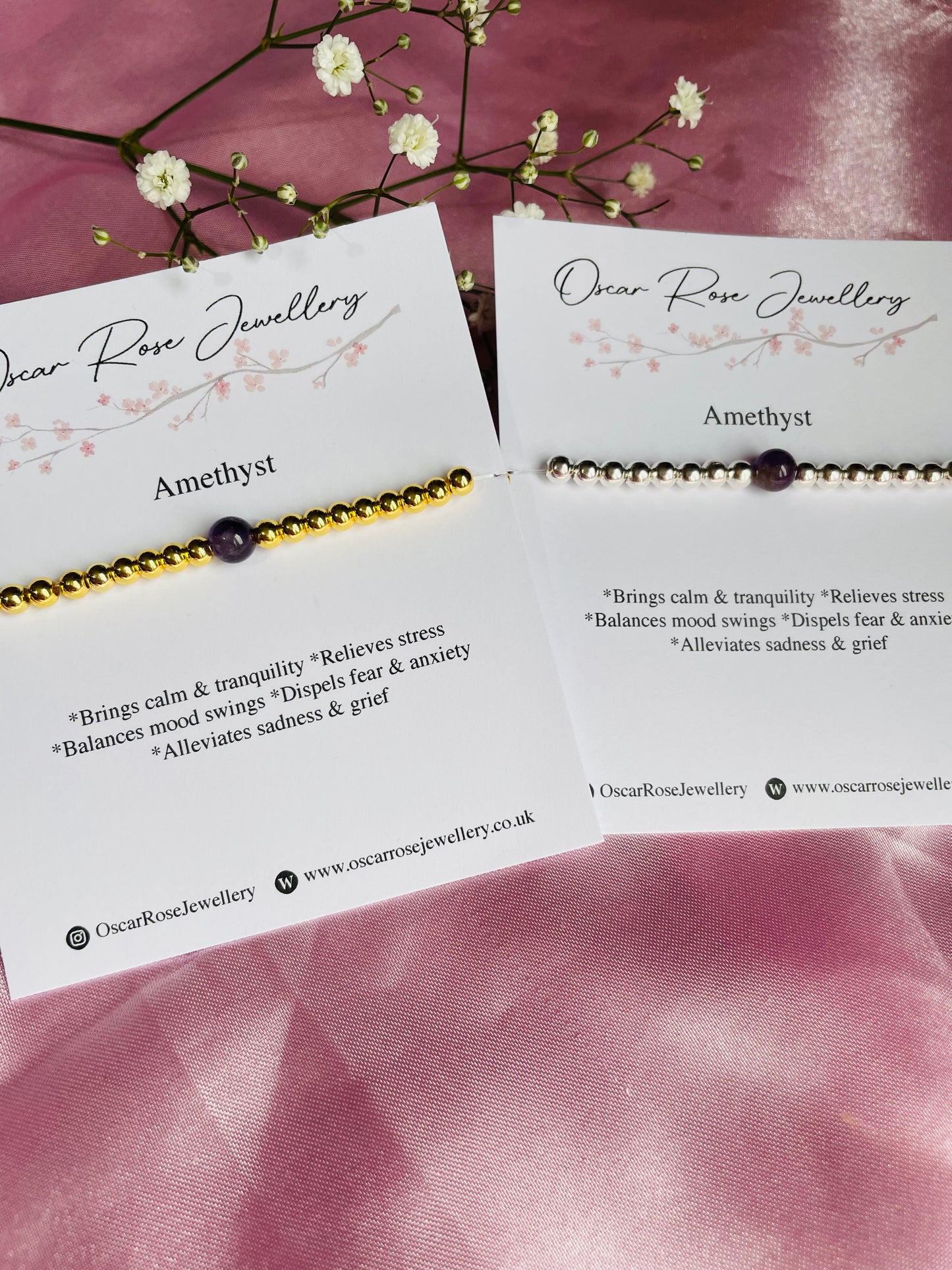 Amethyst & Silver or Gold Plated Bracelet