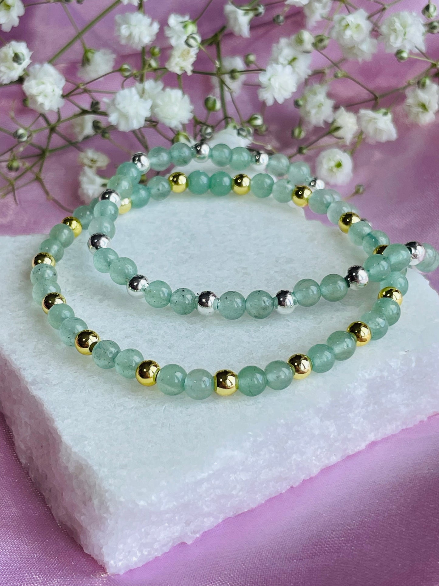 Green Aventurine Stretch Bead Bracelet