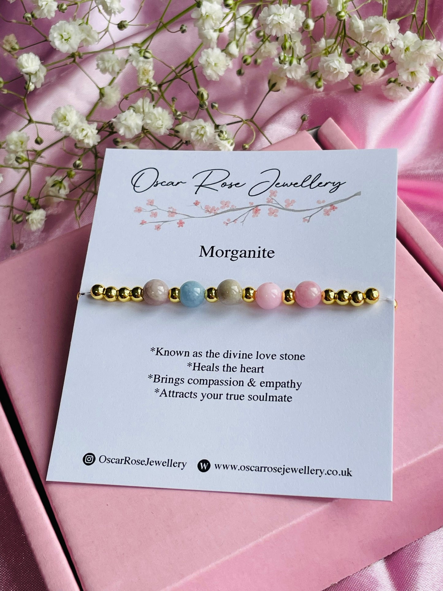 🌸 Morganite Crystal Bracelet | Divine Love Stone | Heart Healing | Compassion & Emotional Balance | Meaningful Gift