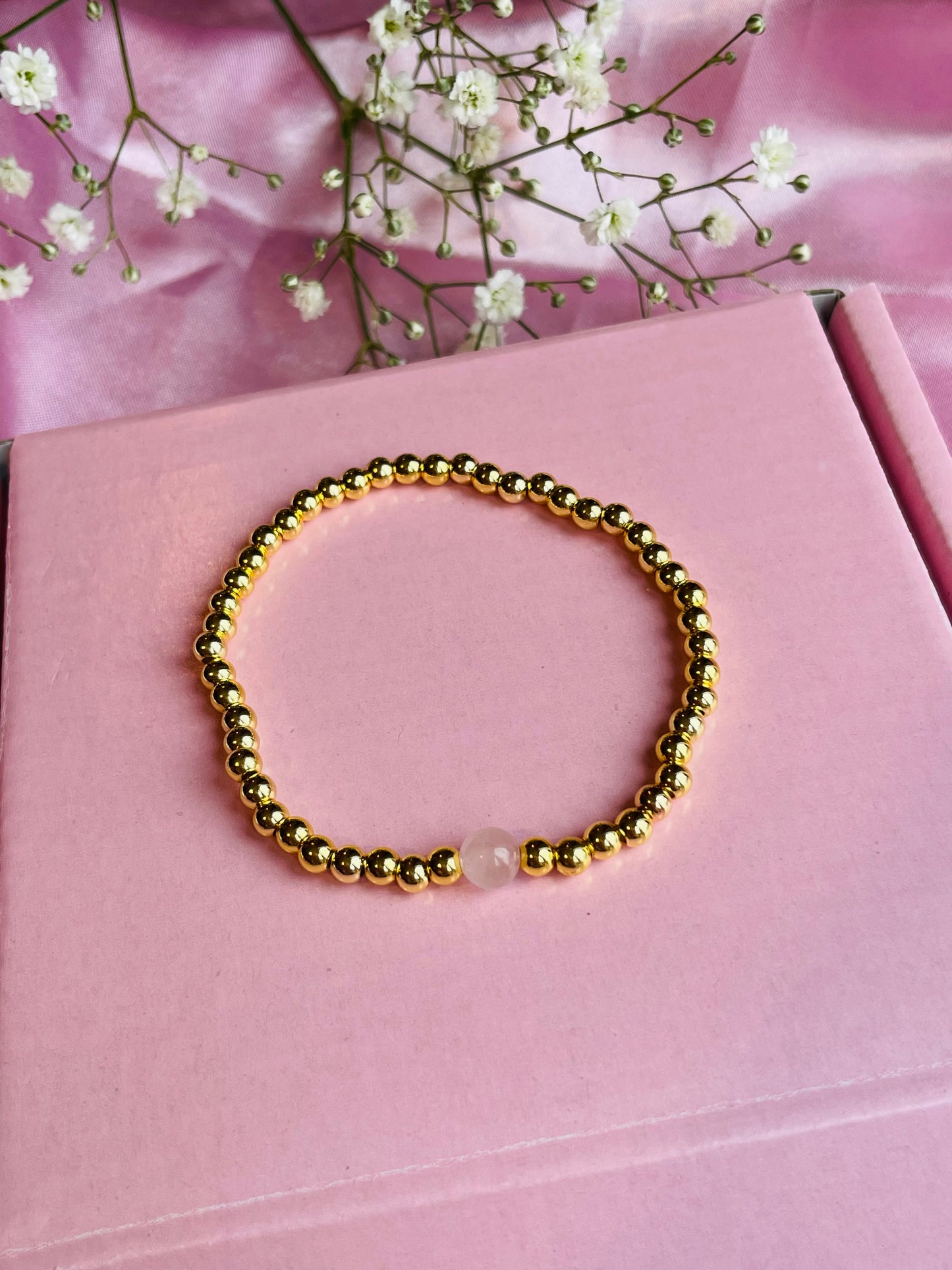 Rose Quartz & Silver or Gold Bracelet