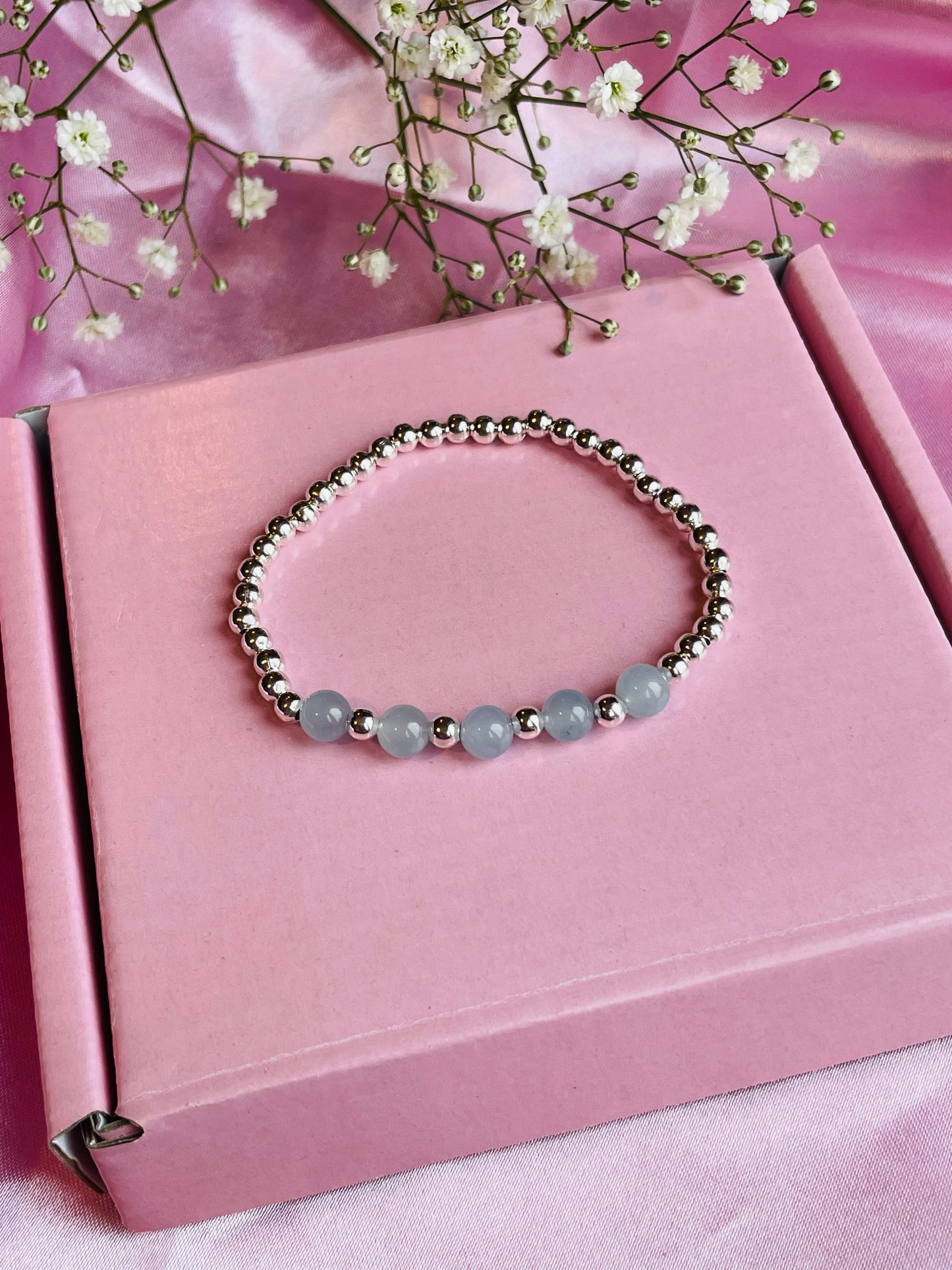 Aquamarine & Silver or Gold Bracelet