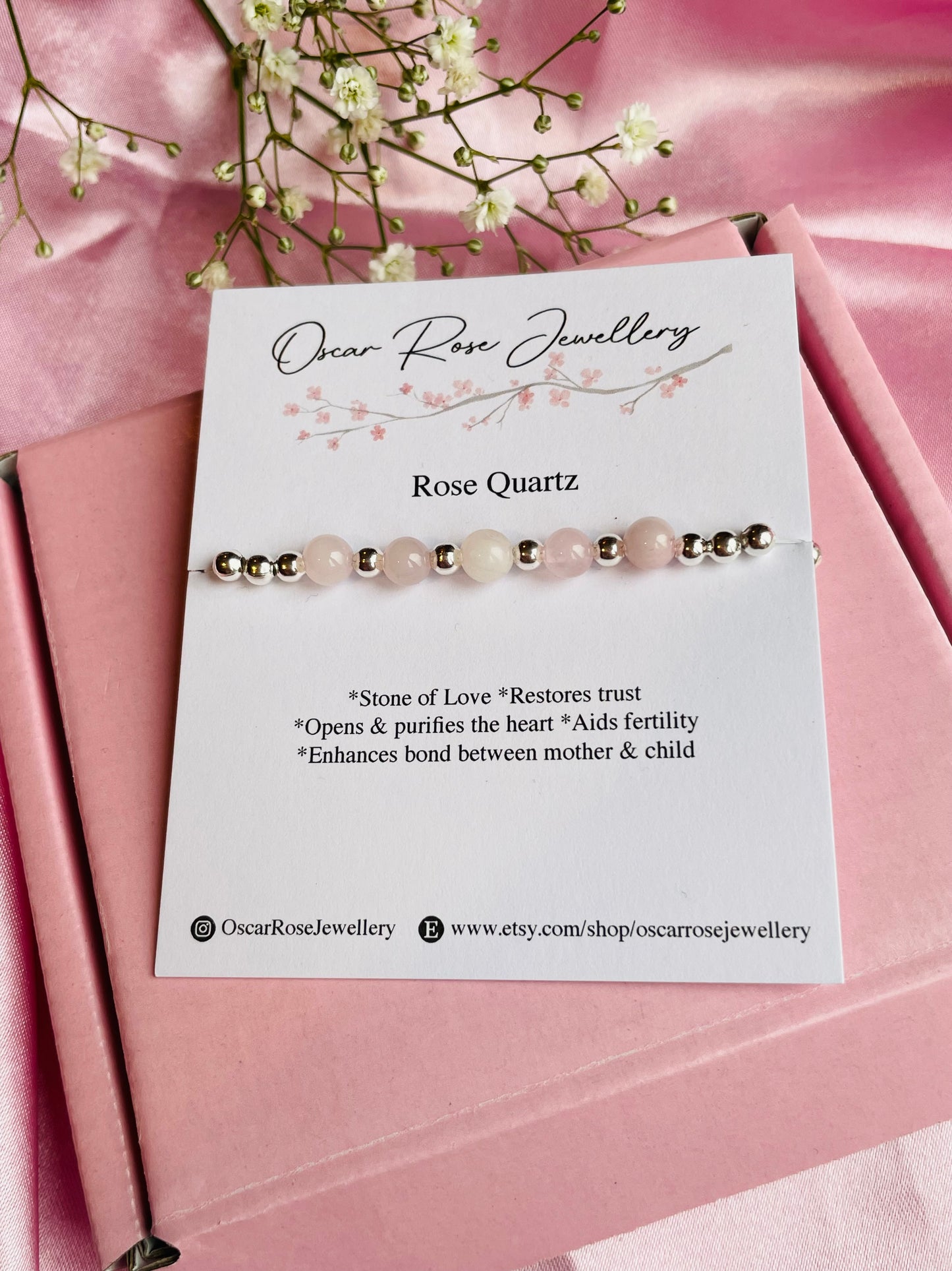 Rose Quartz & Silver Bracelet
