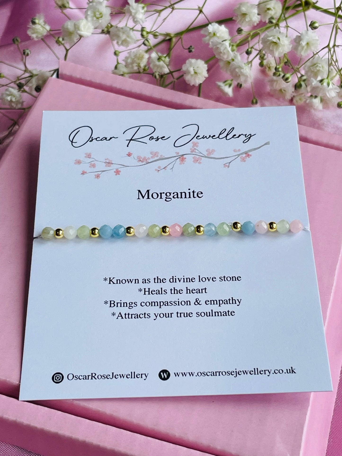 Morganite Crystal Bracelet | Divine Love Stone | Heart Healing | Compassion & Emotional Balance | Meaningful Gift