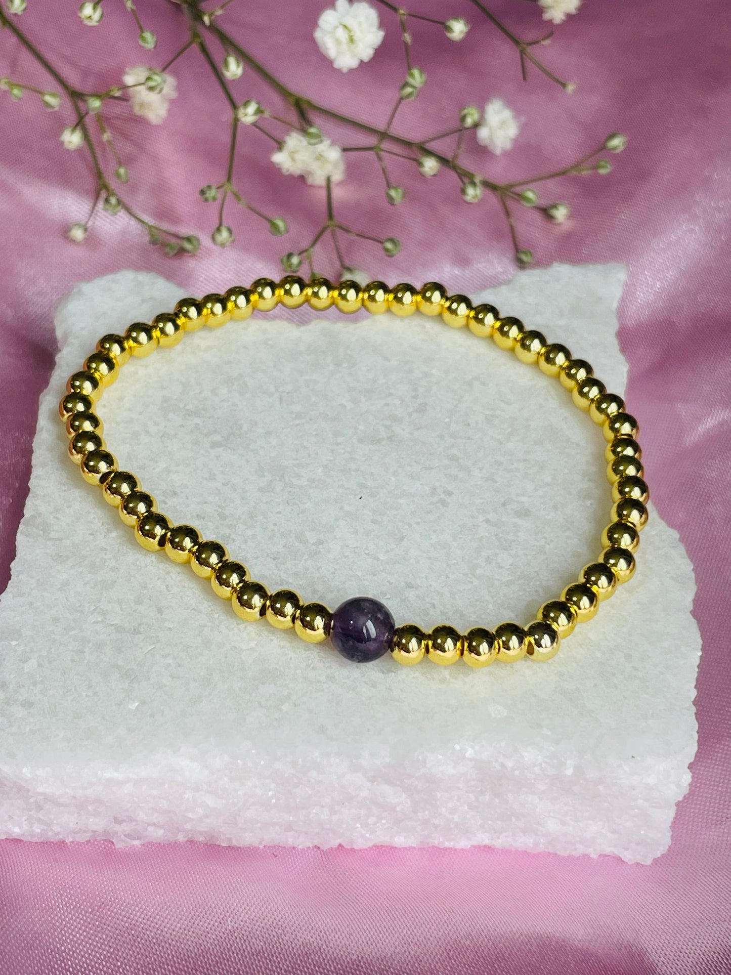 Amethyst & Silver or Gold Plated Bracelet