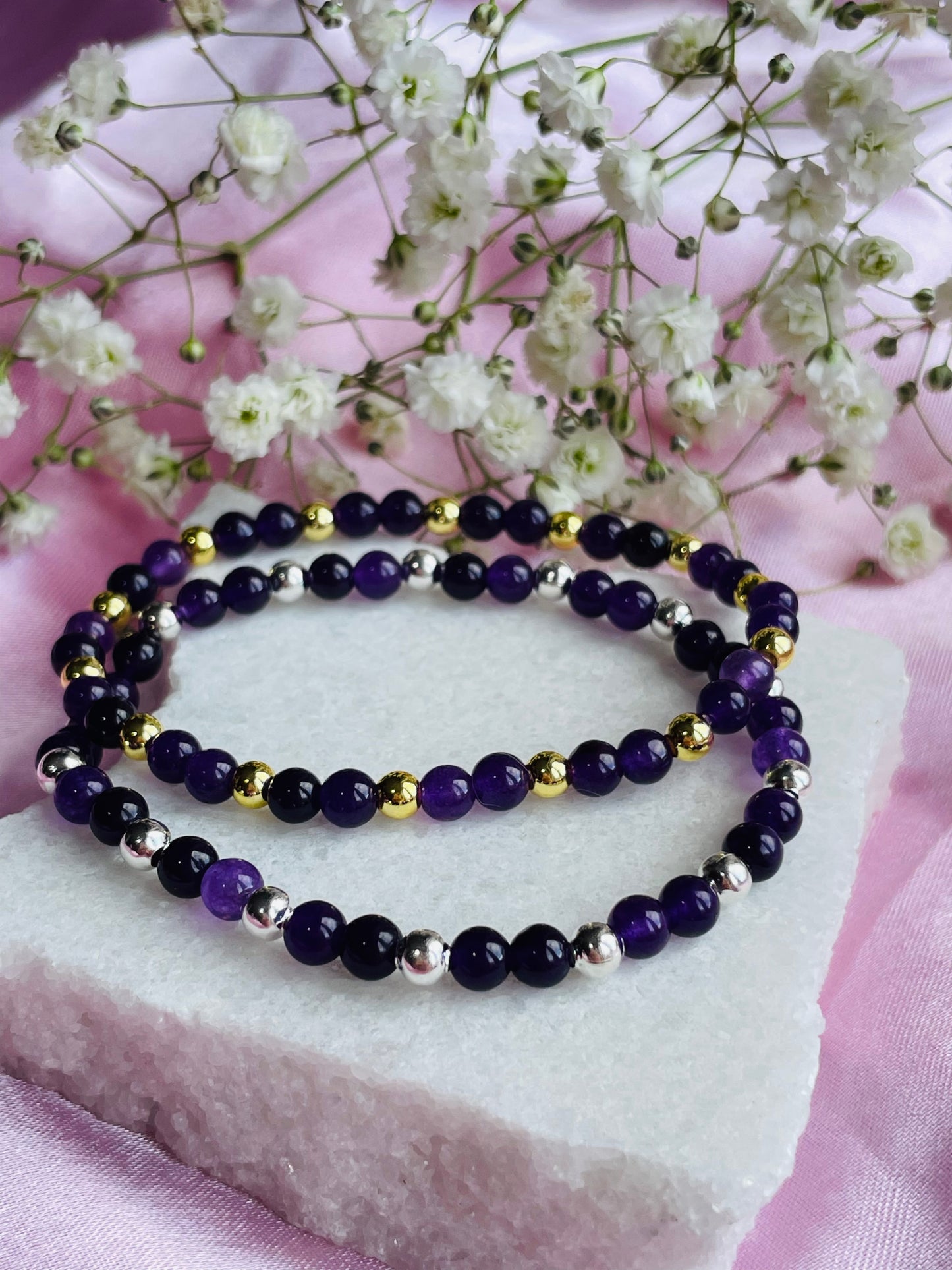 Amethyst & Silver/Gold plated Bracelet