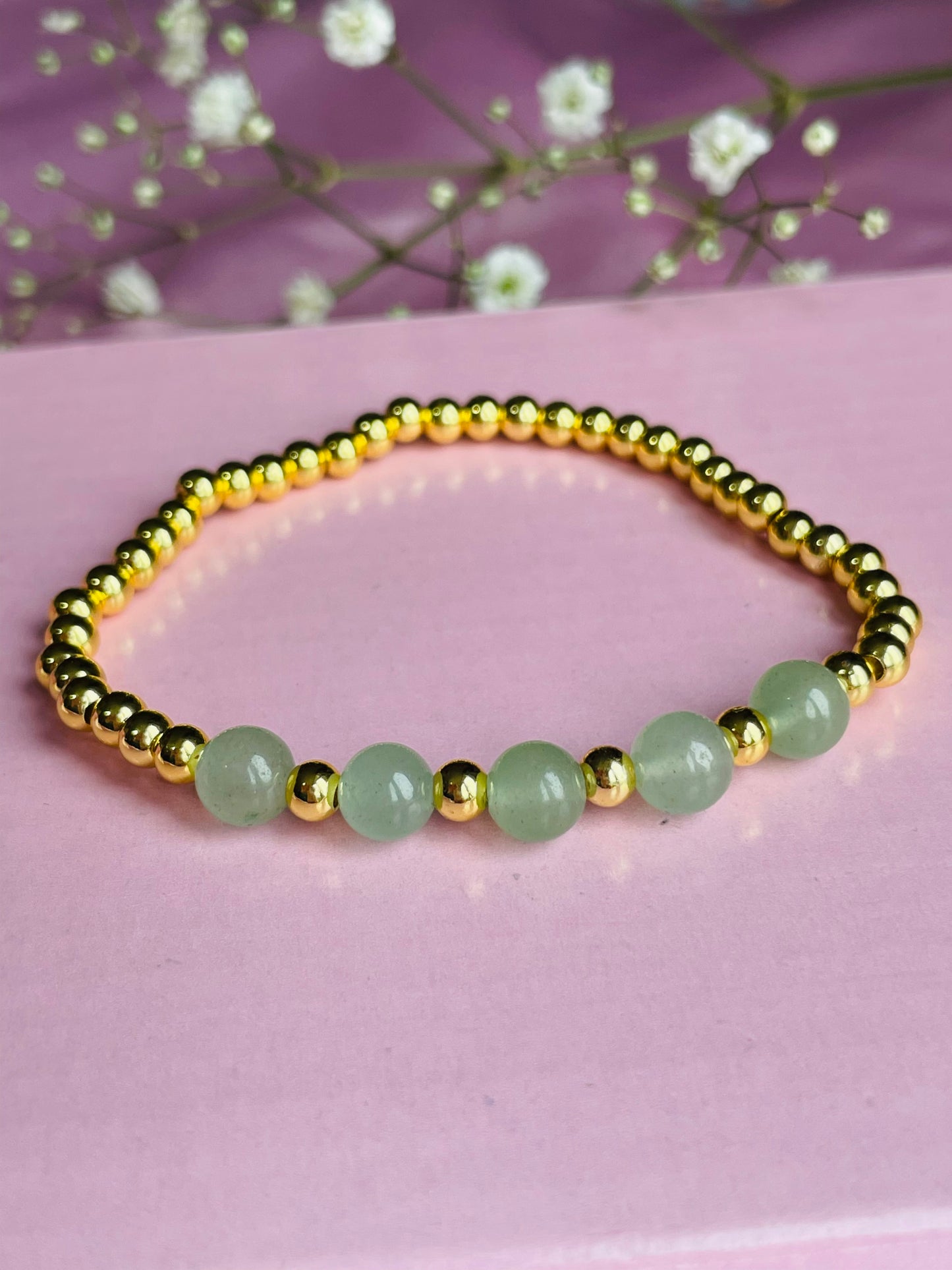 Green Aventurine Stretch Bead Bracelet
