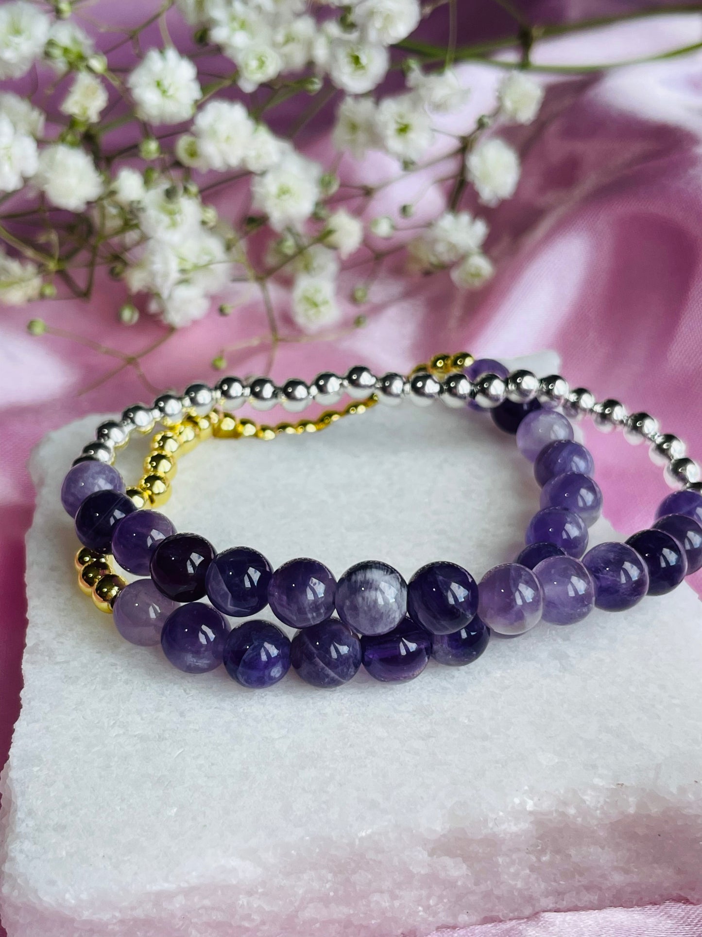 Amethyst & Silver/Gold plated Bracelet