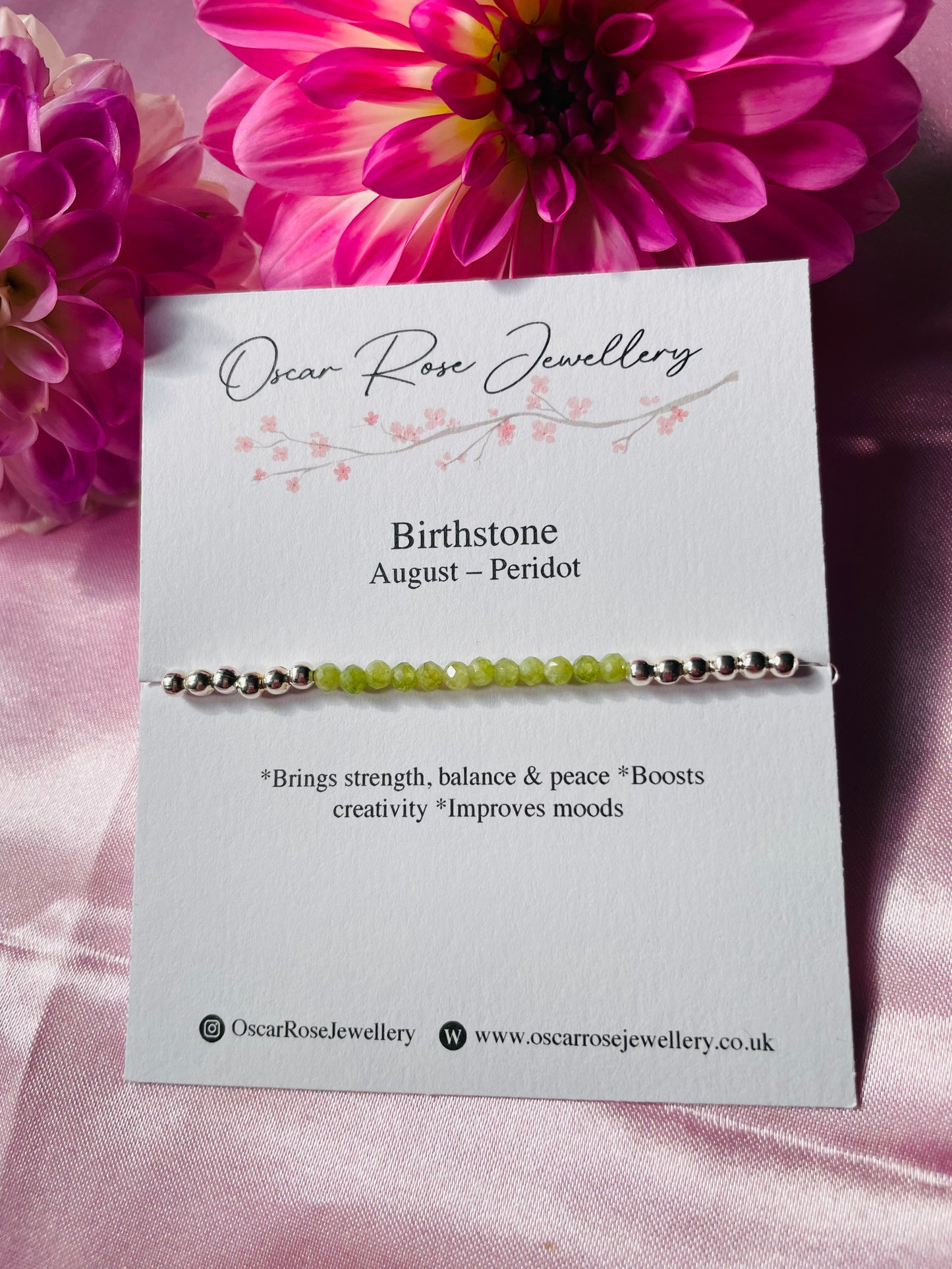 August Birthstone Bracelet - Peridot