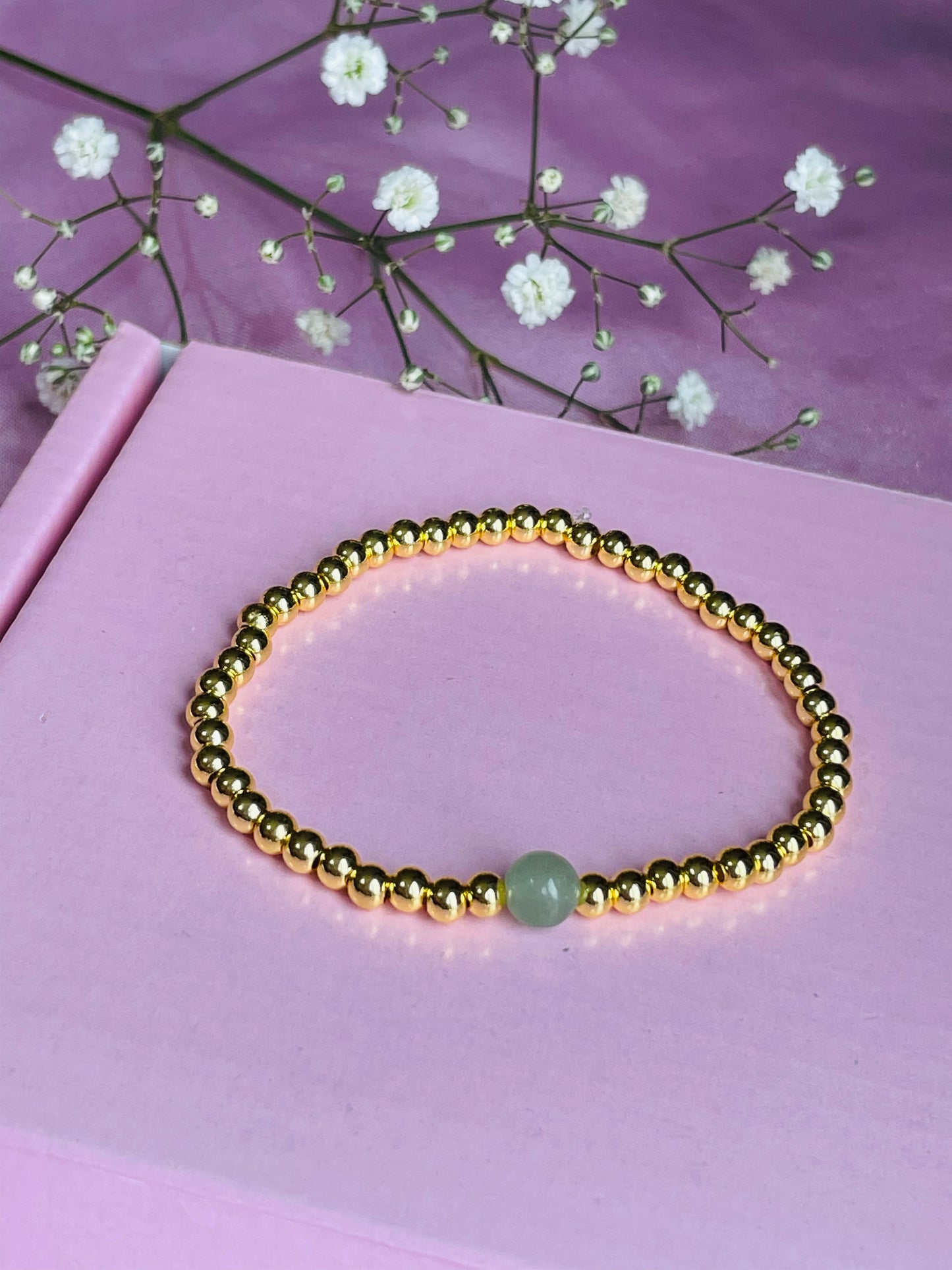 Green Aventurine Stretch Bead Bracelet