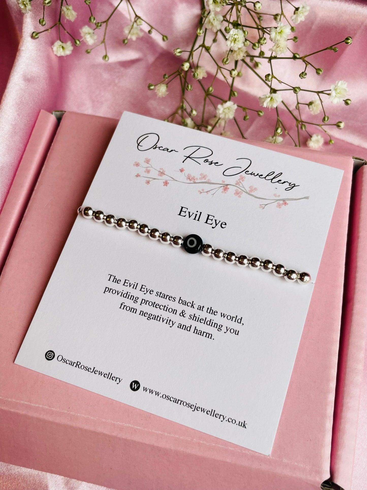 Black Evil Eye Silver Bracelet