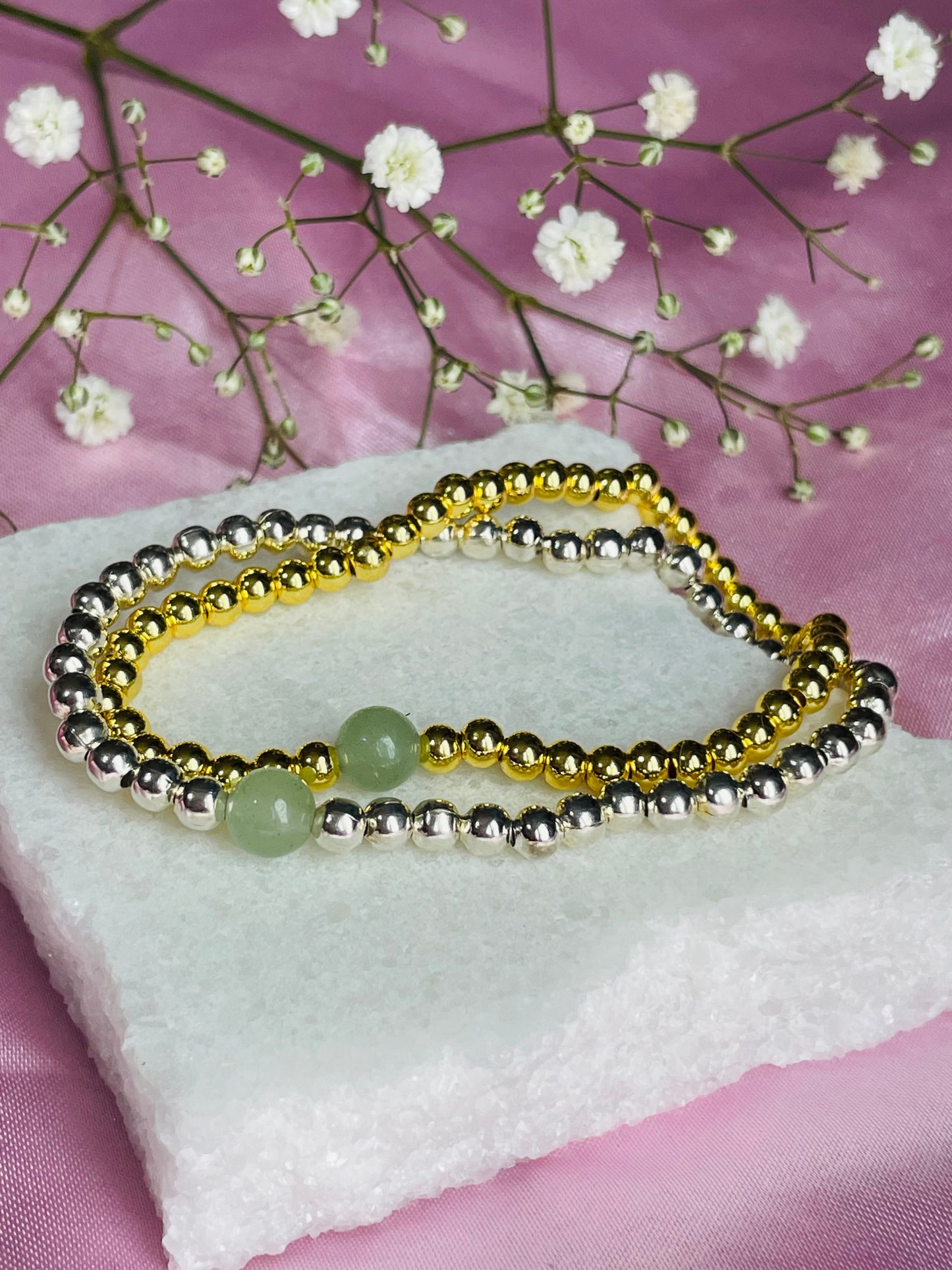 Green Aventurine Stretch Bead Bracelet