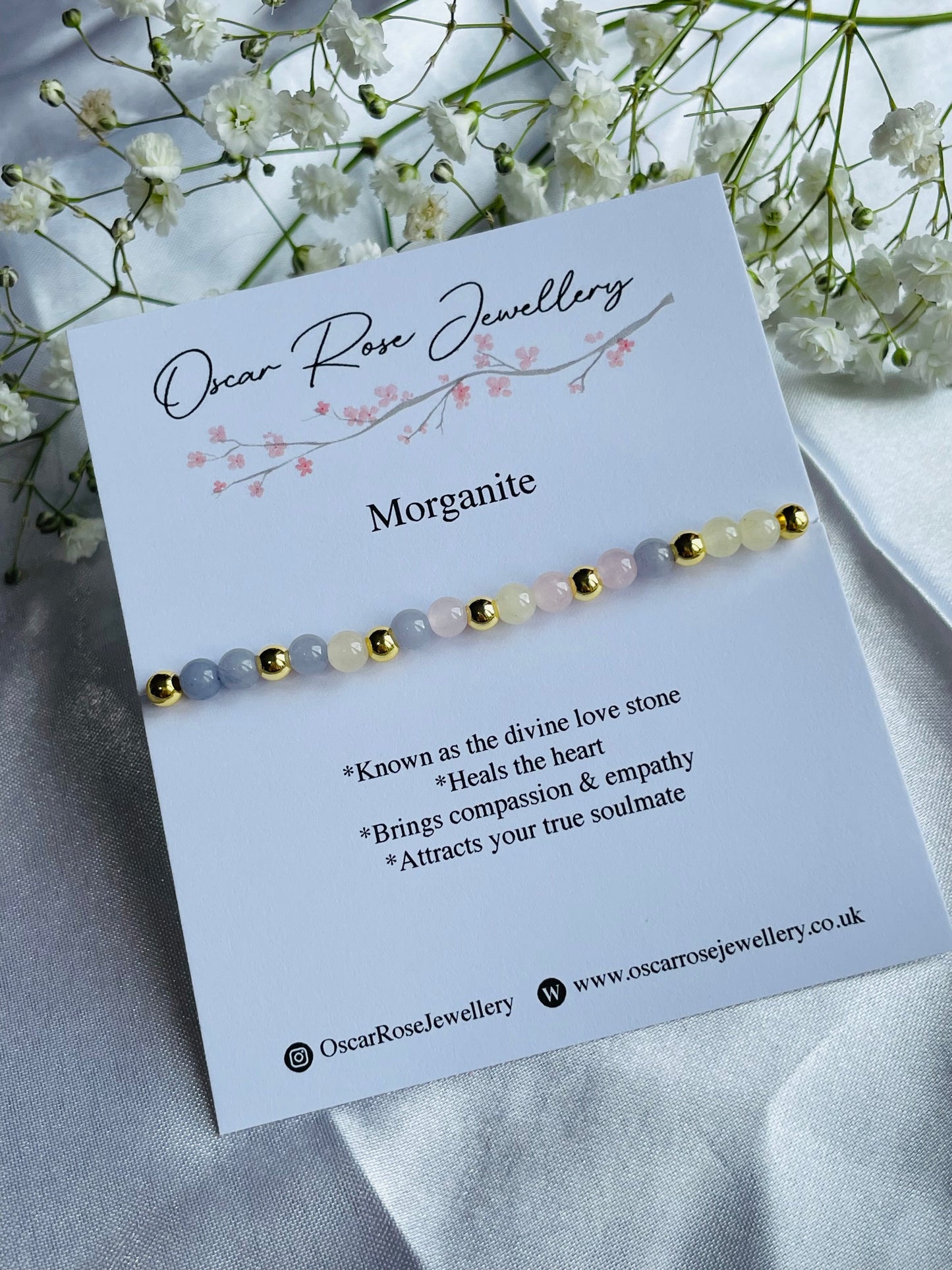 Morganite Crystal Bracelet | Divine Love Stone | Heart Healing | Compassion & Emotional Balance | Meaningful Gift
