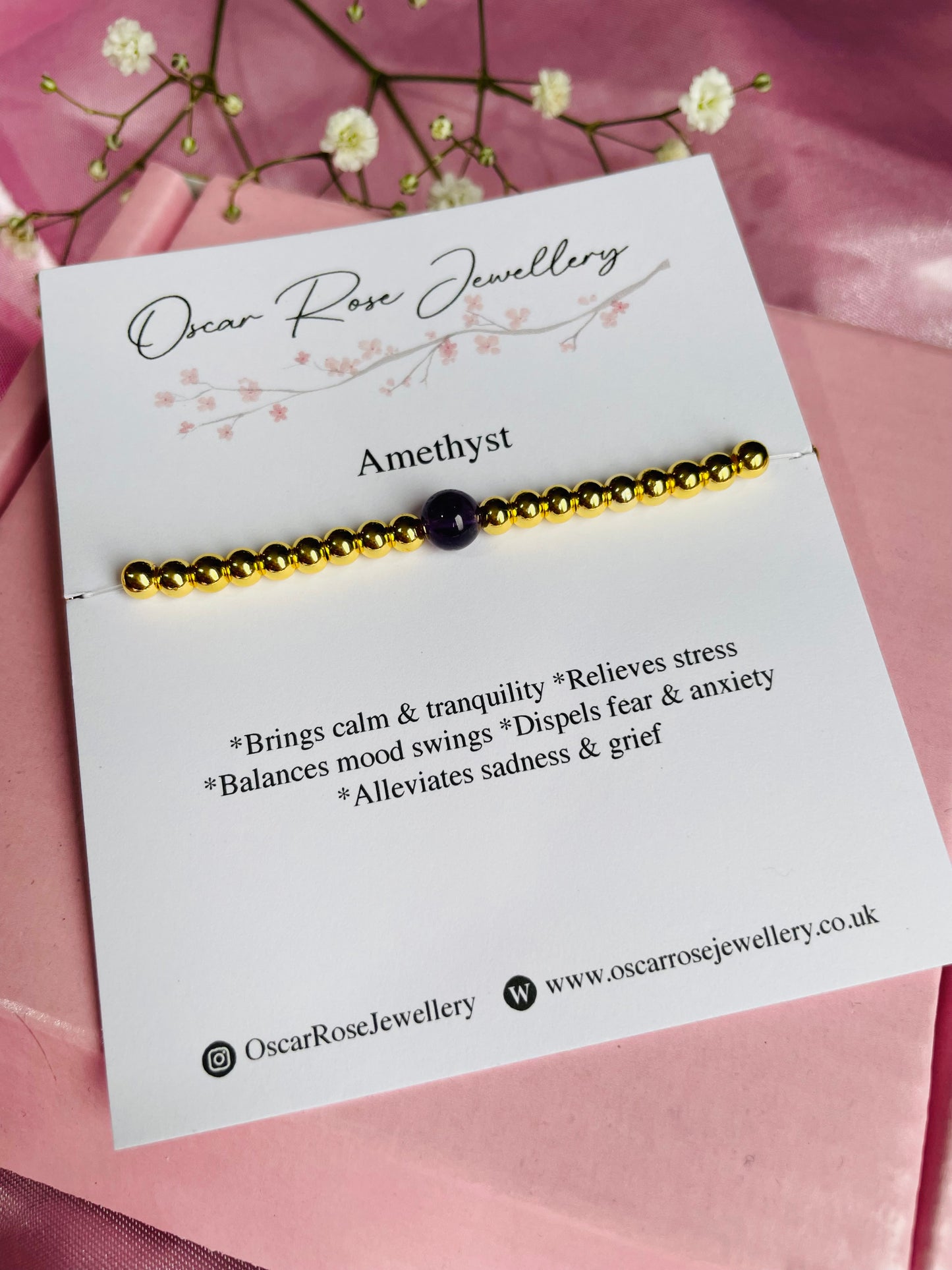Amethyst & Silver or Gold Plated Bracelet