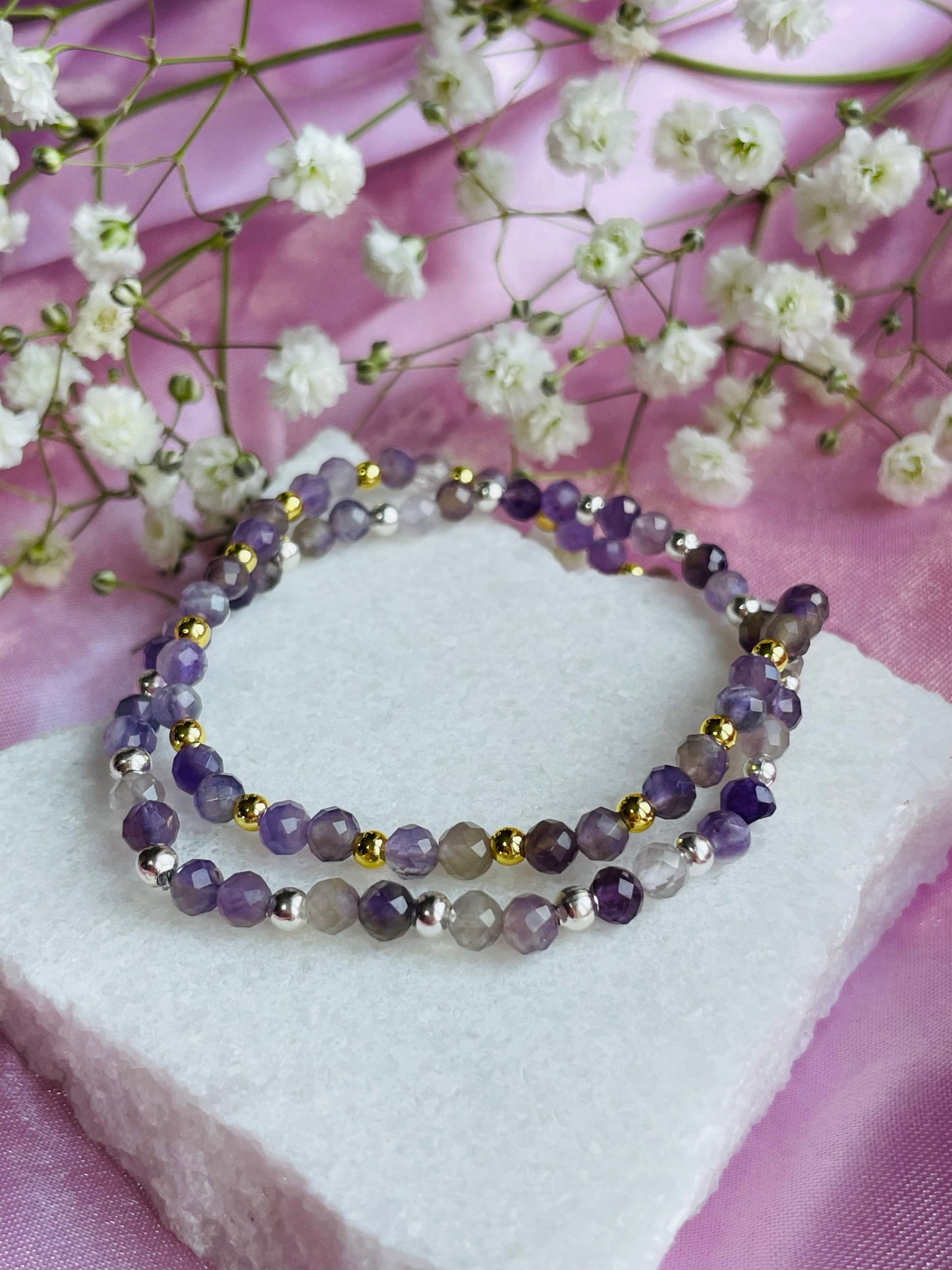 Amethyst & Silver/Gold plated Bracelet