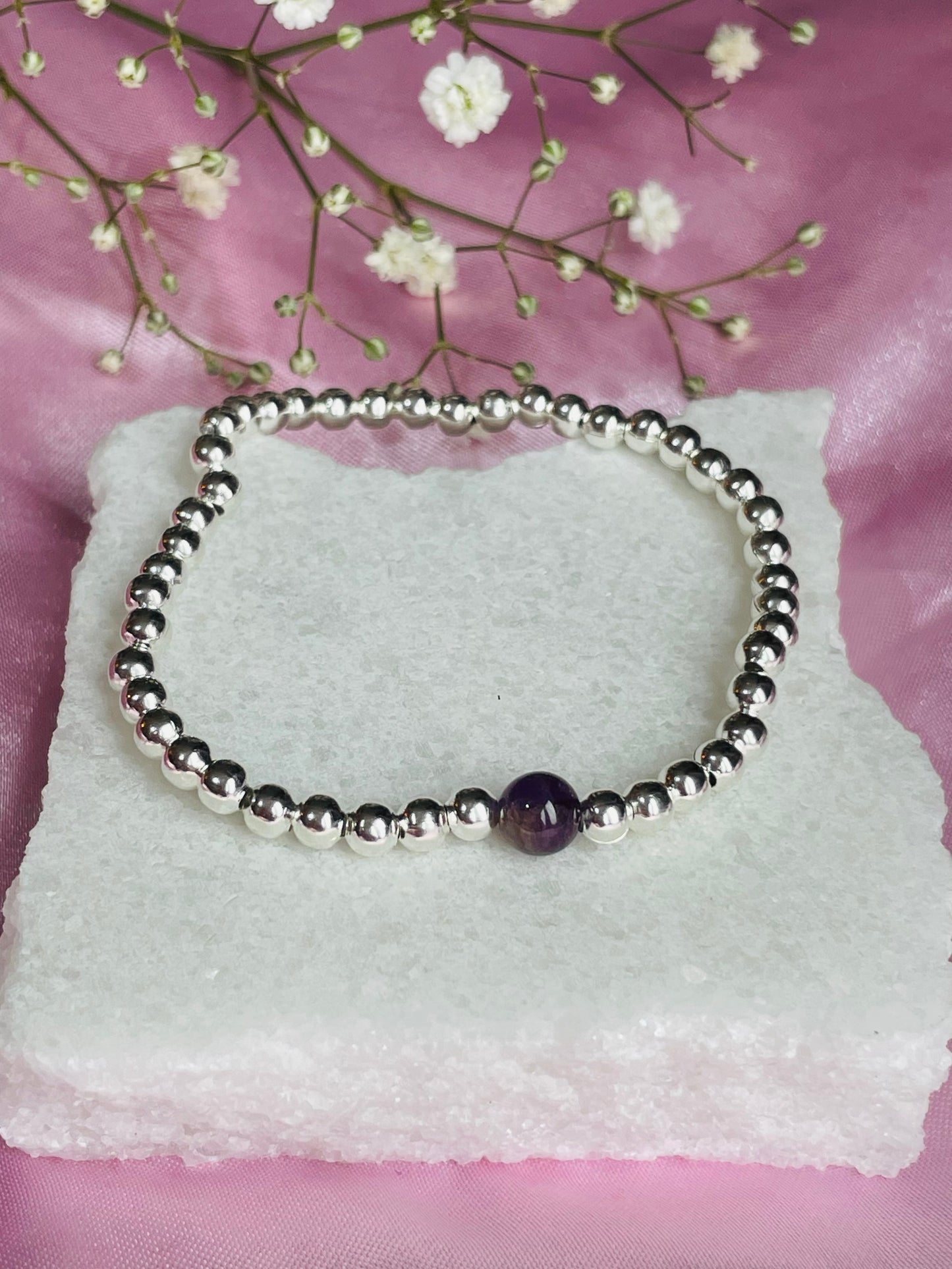 Amethyst & Silver or Gold Plated Bracelet