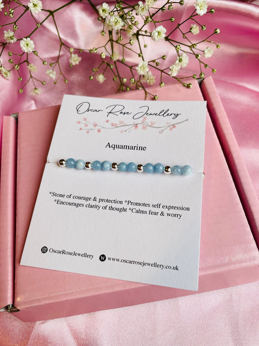 Aquamarine & Sterling Silver Bracelet