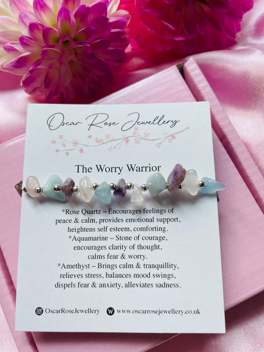 Worry Warrior Bracelet - Amethyst, Rose Quartz & Aquamarine.