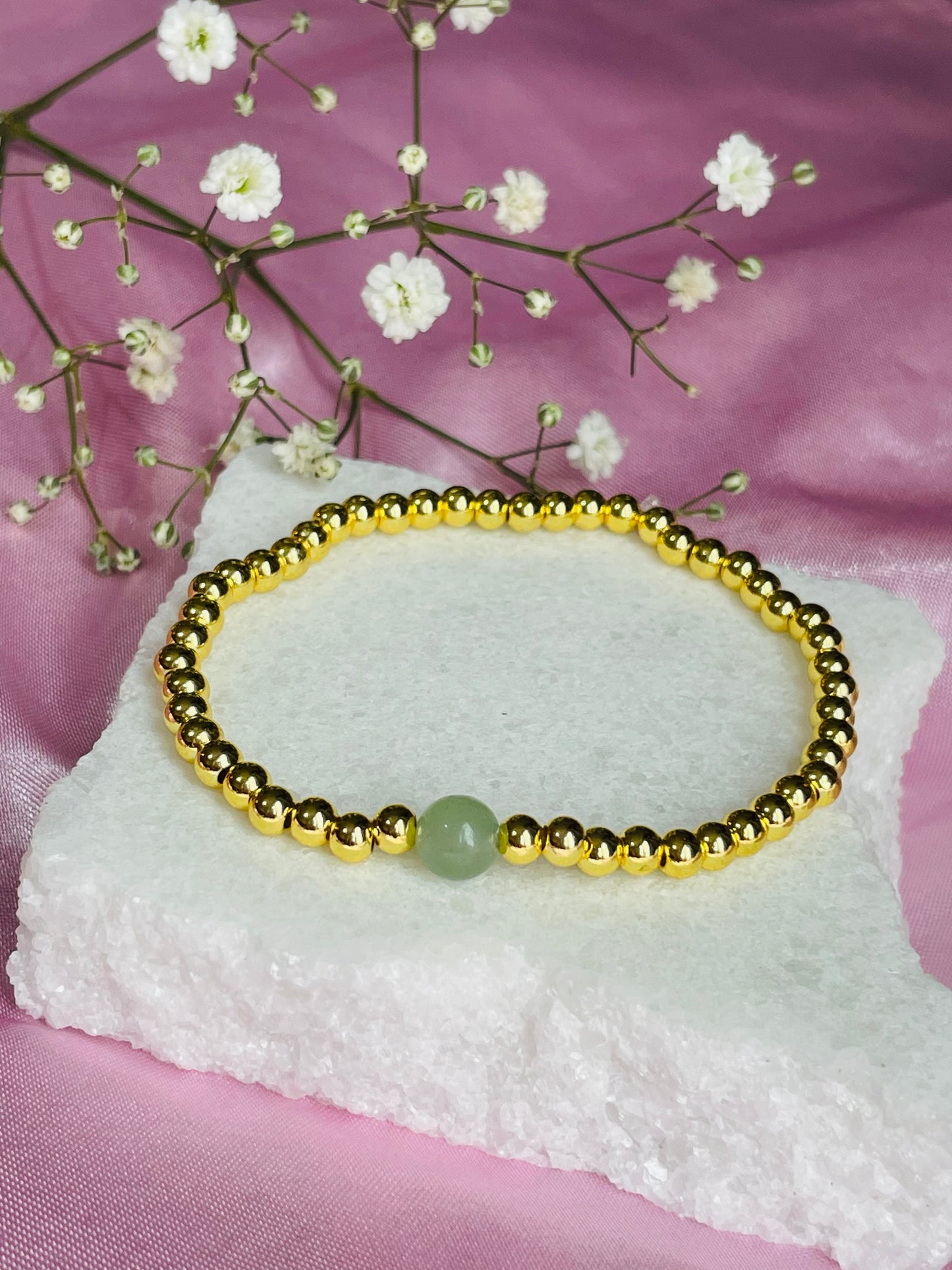 Green Aventurine Stretch Bead Bracelet