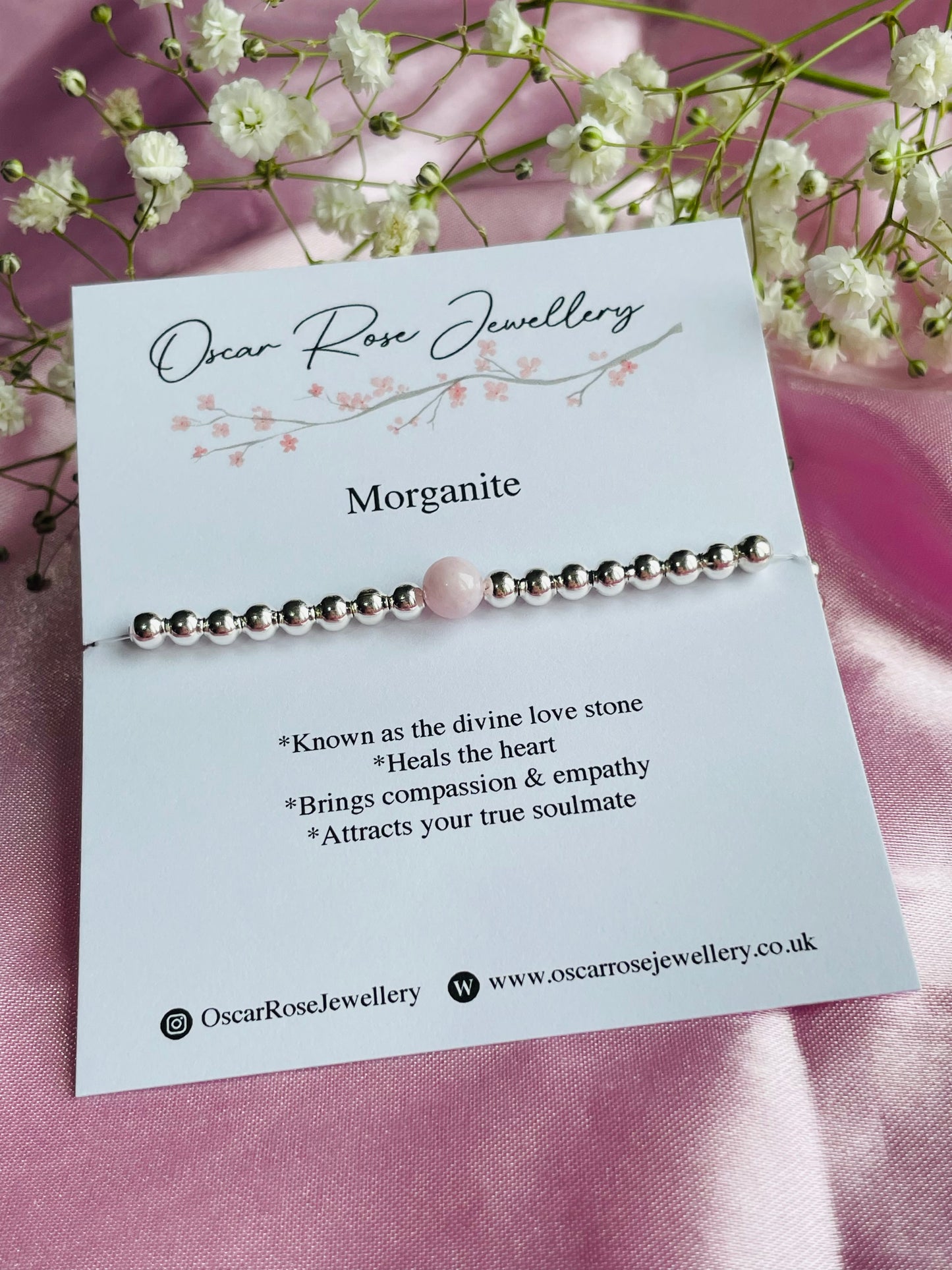 🌸 Morganite Crystal Bracelet | Divine Love Stone | Heart Healing | Compassion & Emotional Balance | Meaningful Gift