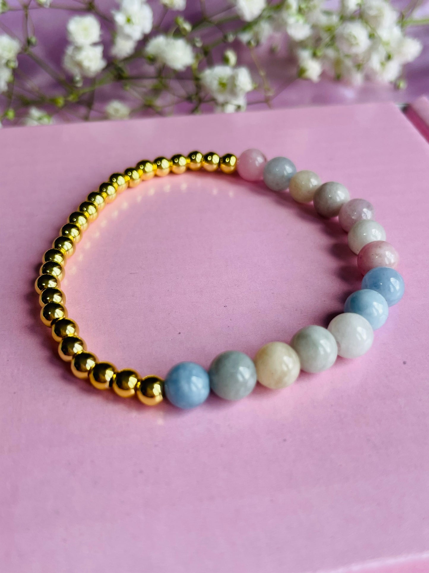 Morganite Crystal Bracelet | Divine Love Stone | Heart Healing | Compassion & Emotional Balance | Meaningful Gift