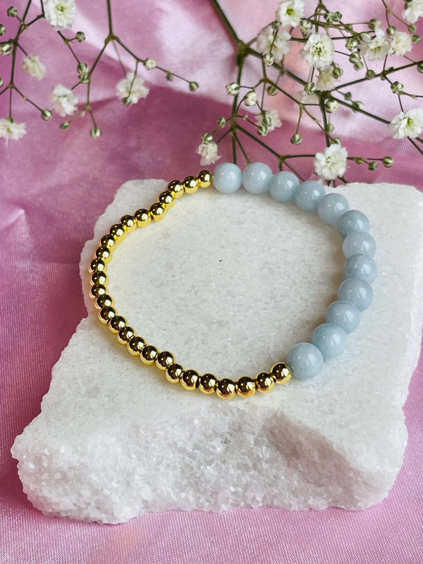 Aquamarine & Silver or Gold Bracelet