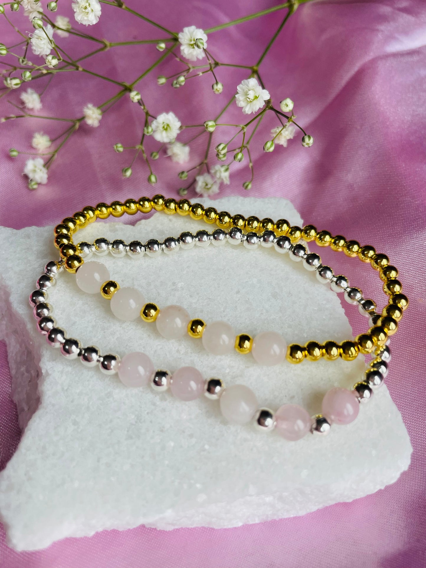 Rose Quartz & Silver Bracelet
