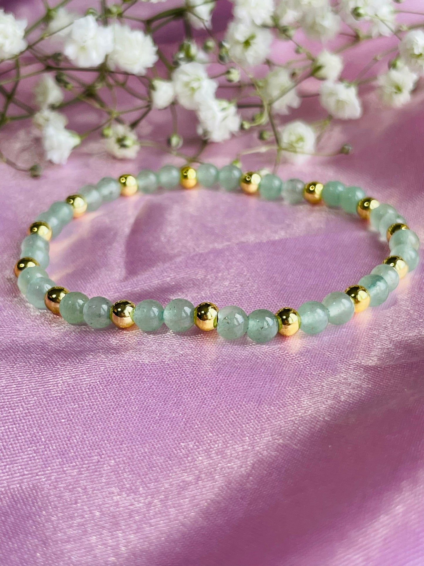 Green Aventurine Stretch Bead Bracelet