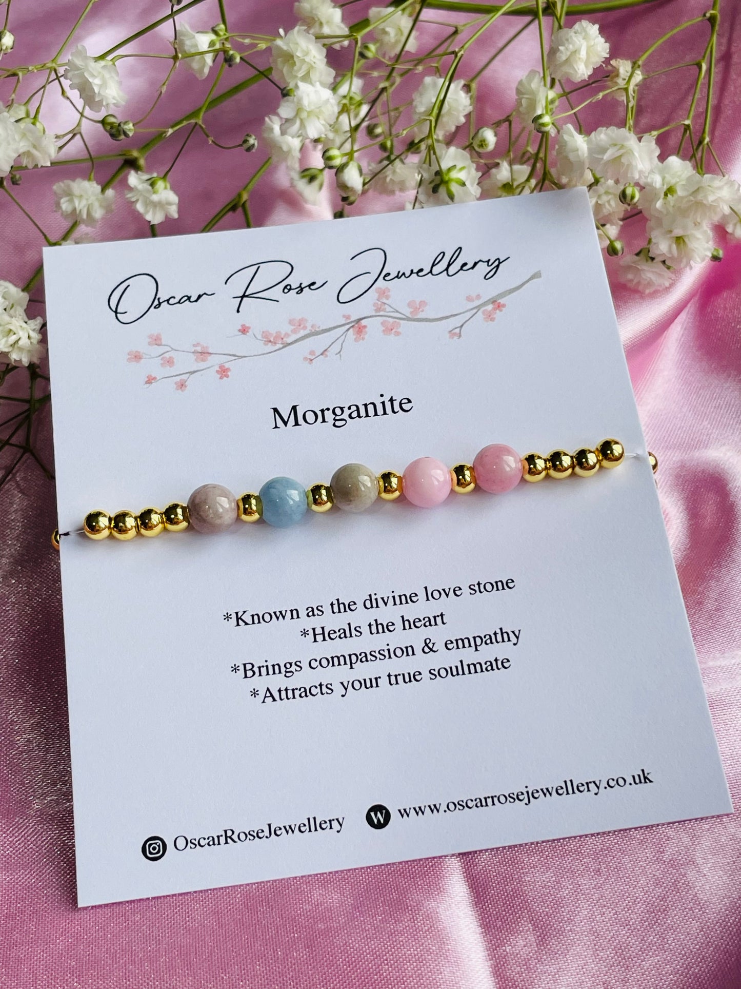 🌸 Morganite Crystal Bracelet | Divine Love Stone | Heart Healing | Compassion & Emotional Balance | Meaningful Gift