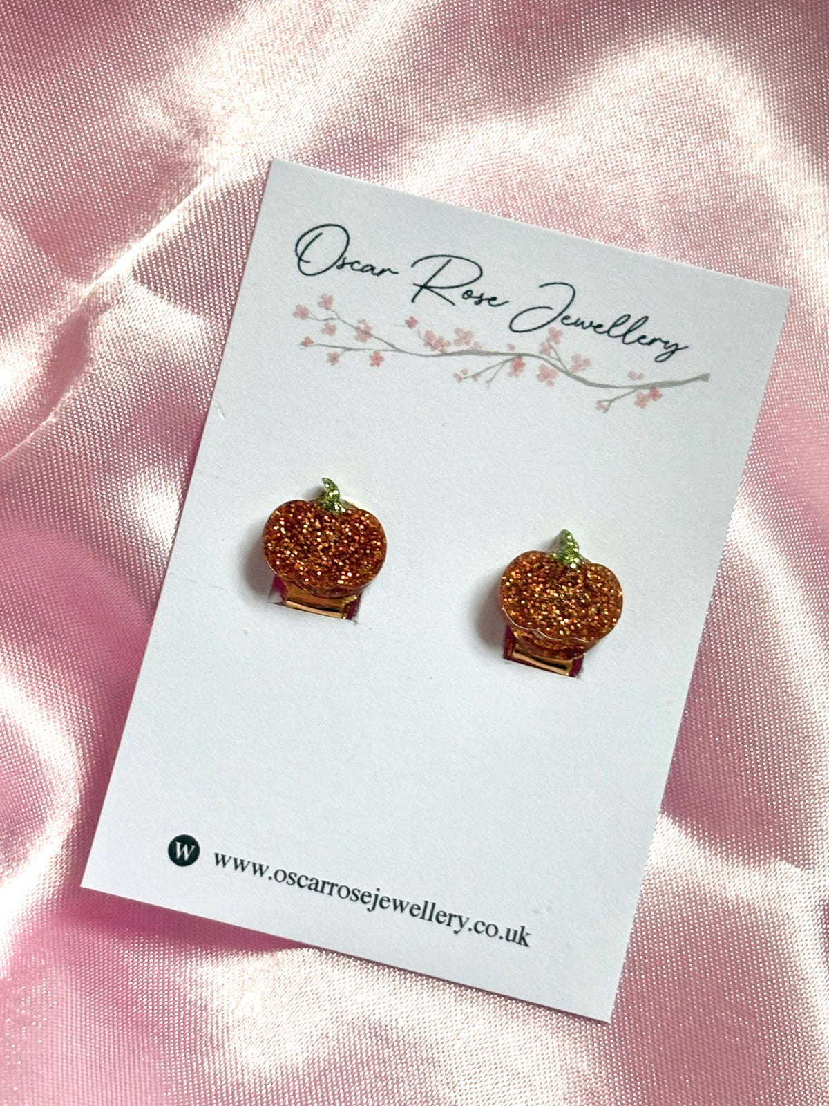 Pumpkin Halloween Clip On Resin Stud Earrings