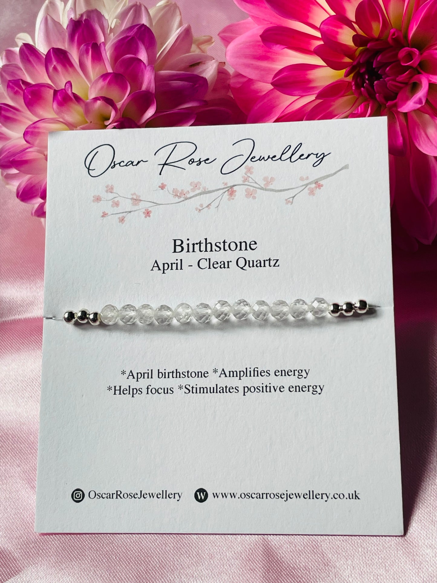 April Birthstone Bracelet - Clear Quartz