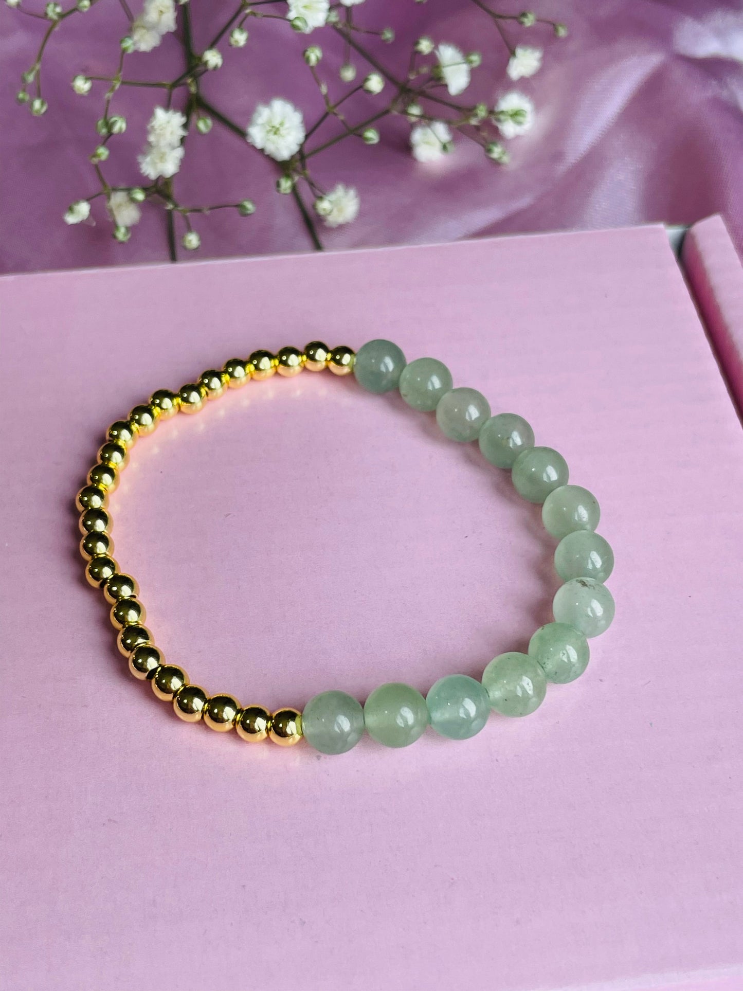 Green Aventurine Stretch Bead Bracelet
