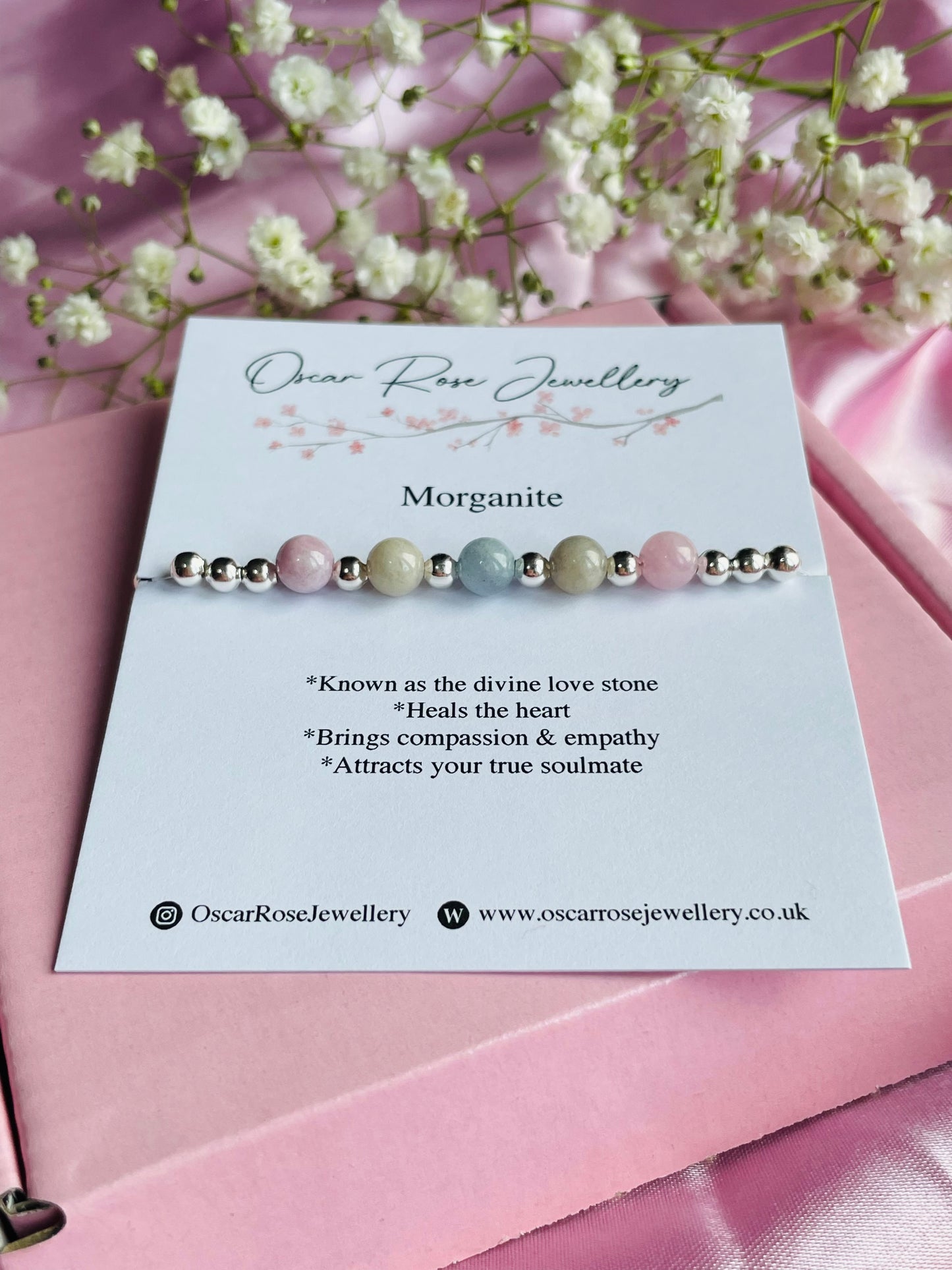 🌸 Morganite Crystal Bracelet | Divine Love Stone | Heart Healing | Compassion & Emotional Balance | Meaningful Gift