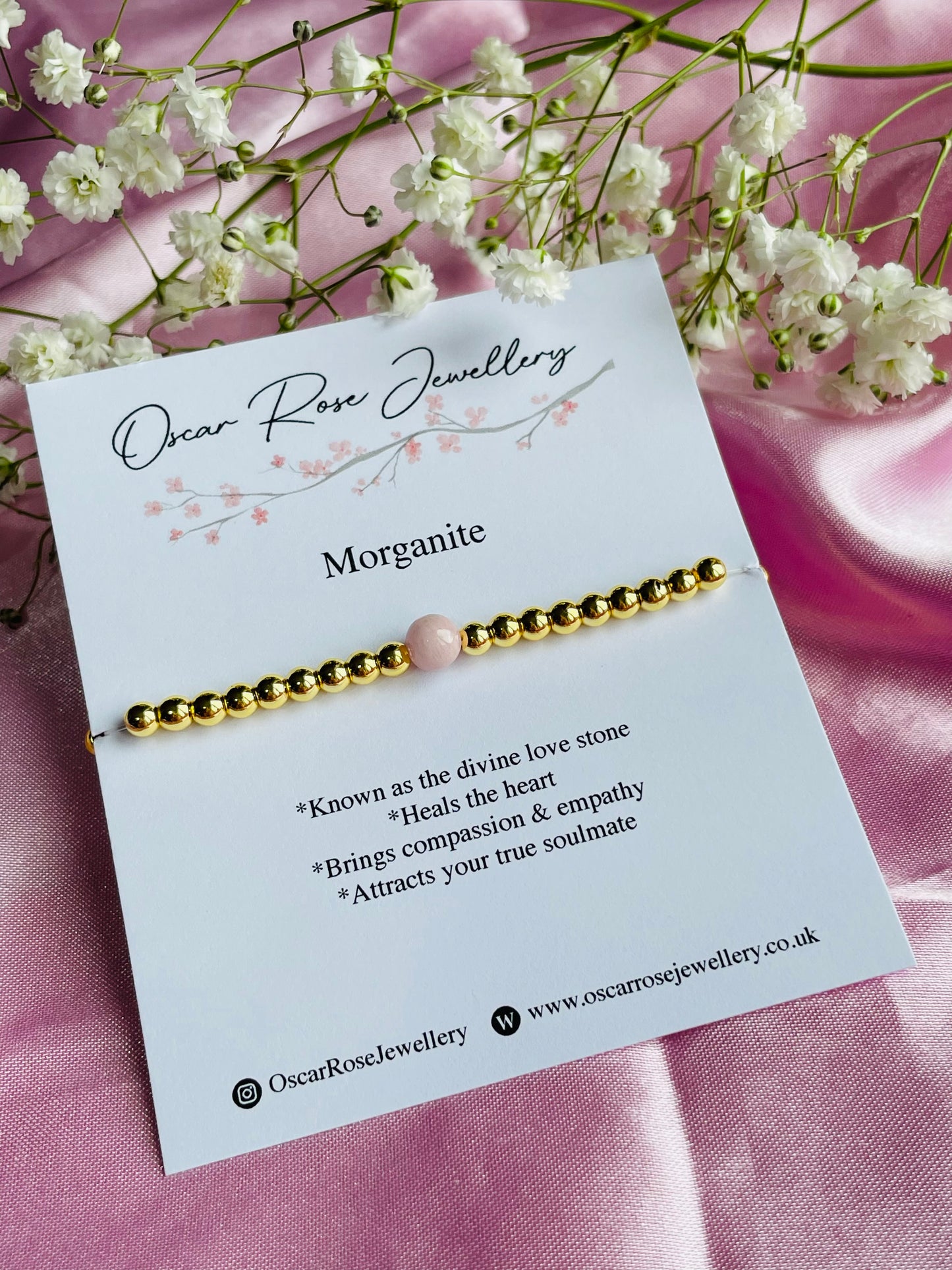 🌸 Morganite Crystal Bracelet | Divine Love Stone | Heart Healing | Compassion & Emotional Balance | Meaningful Gift