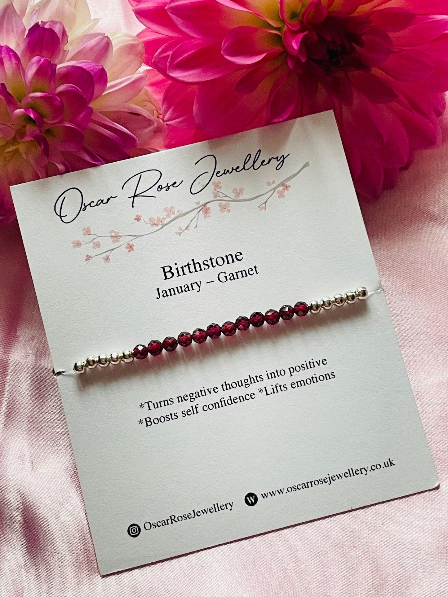 January Birthstone Bracelet - Garnet