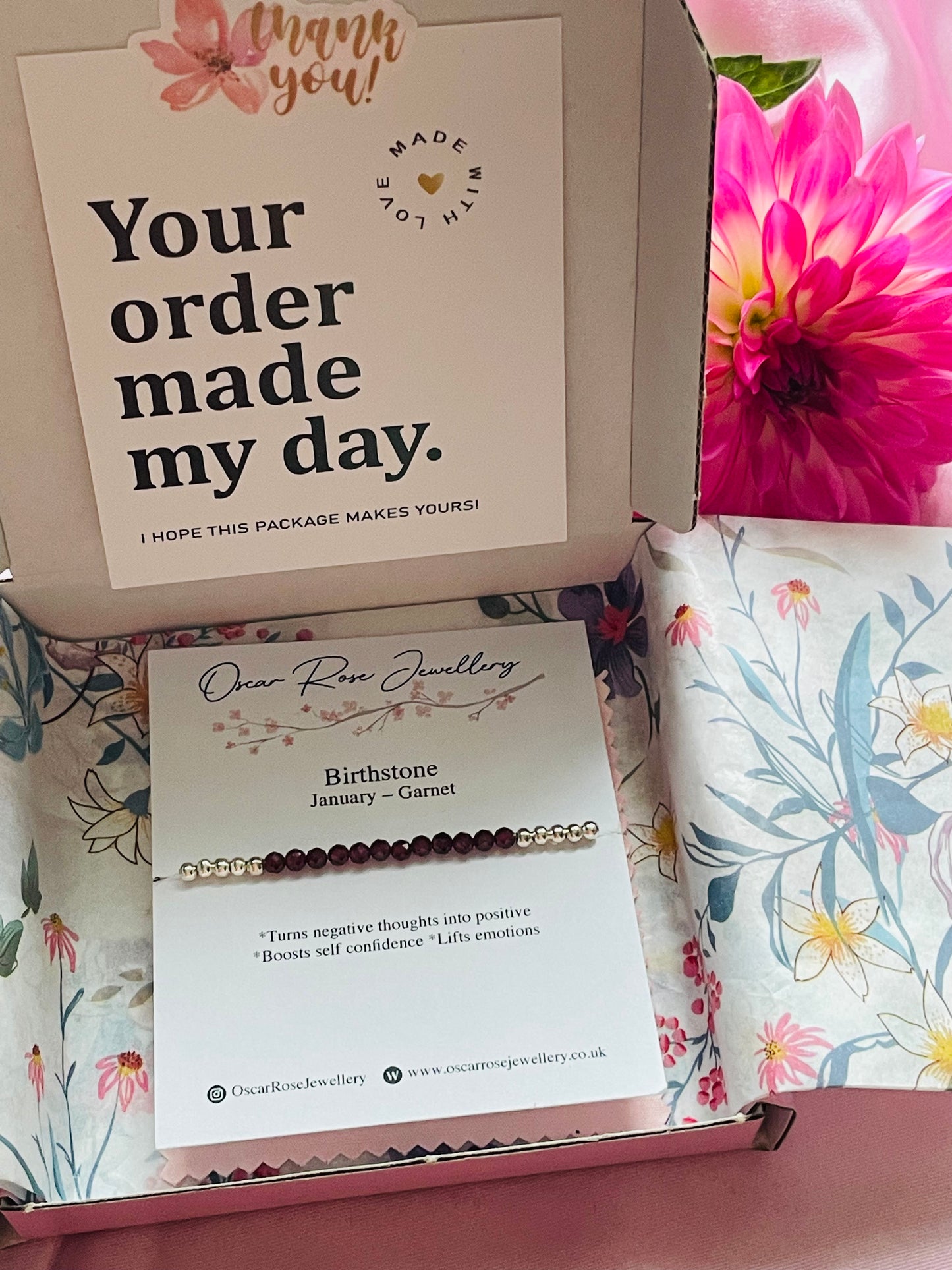 January Birthstone Bracelet - Garnet