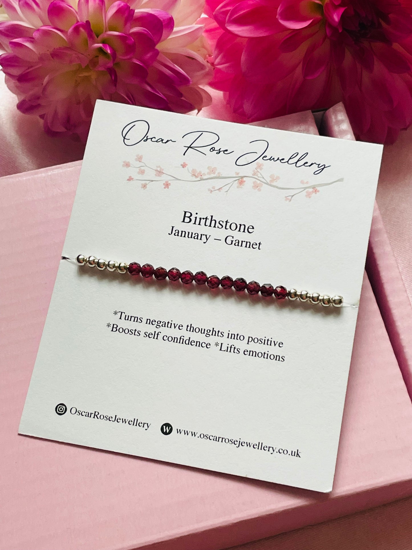 January Birthstone Bracelet - Garnet