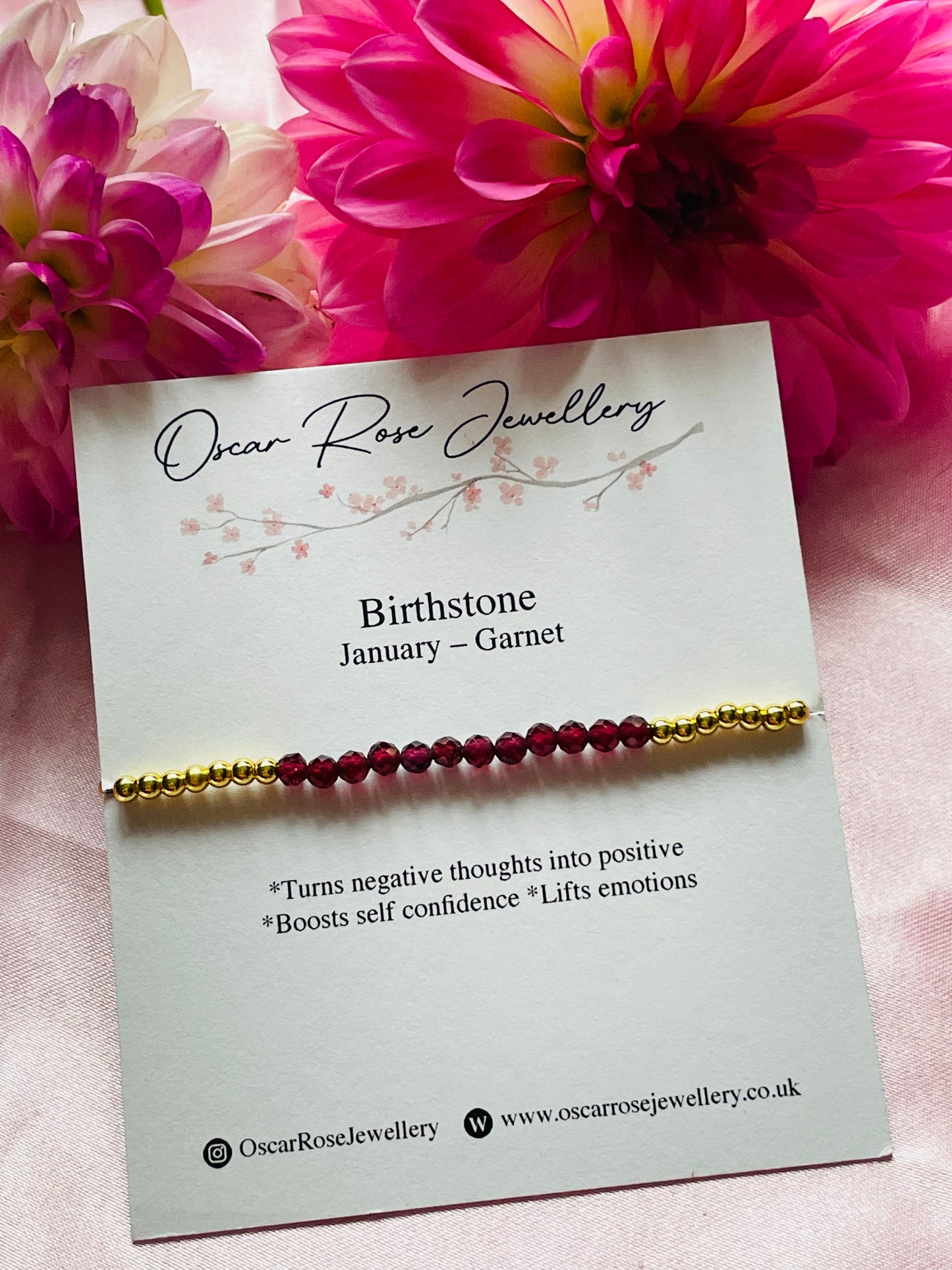 January Birthstone Bracelet - Garnet