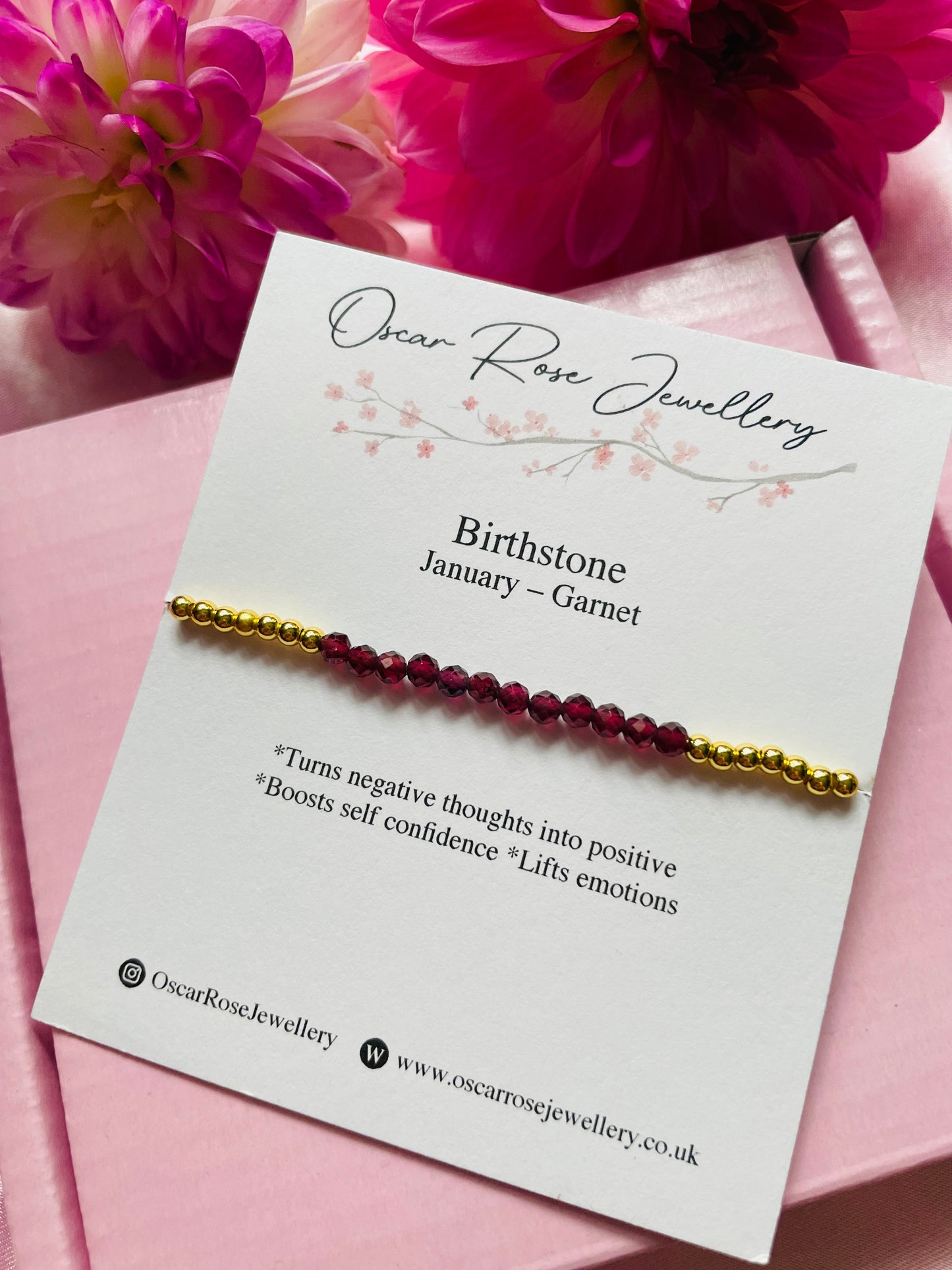 January Birthstone Bracelet - Garnet
