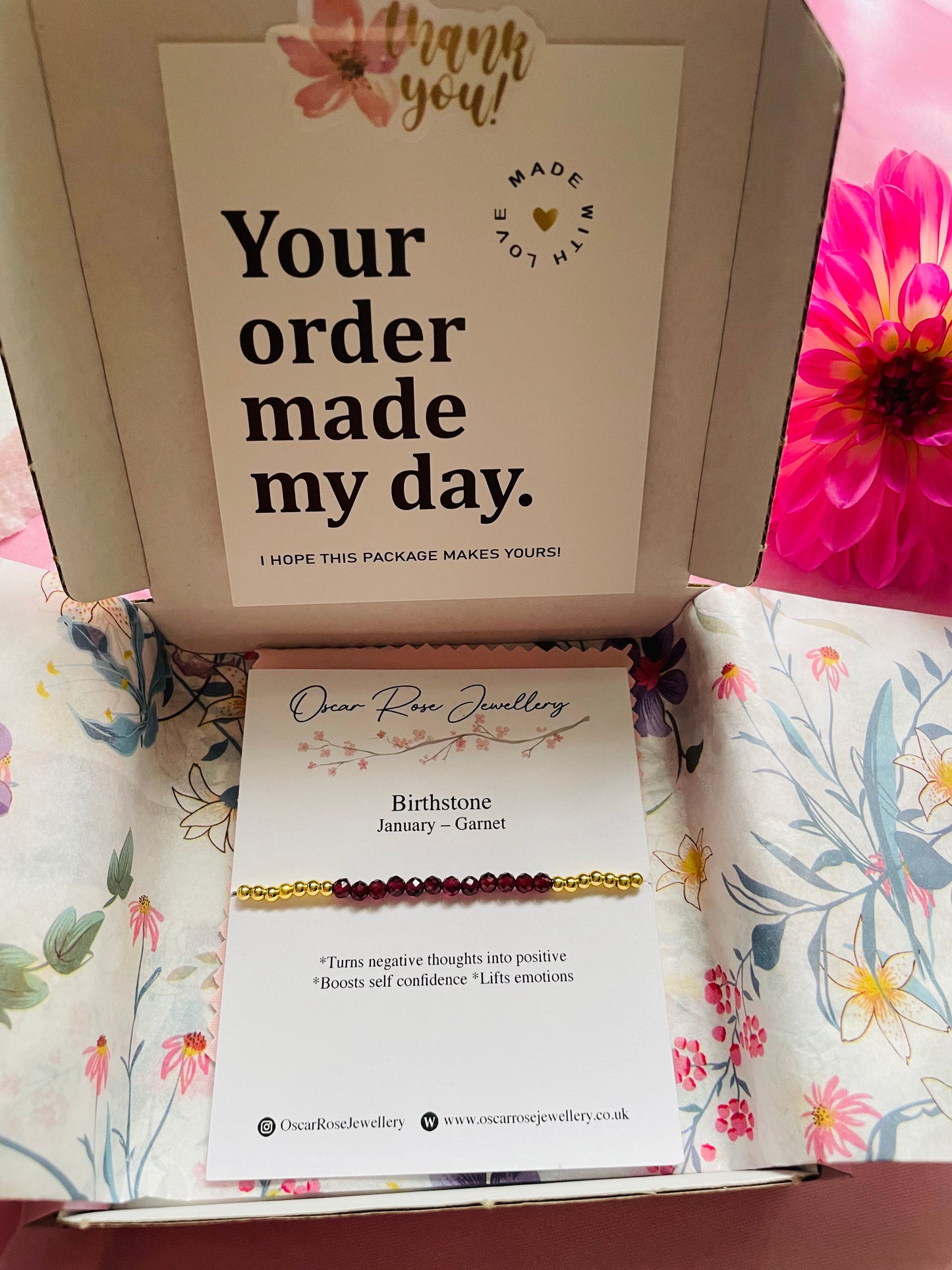 January Birthstone Bracelet - Garnet